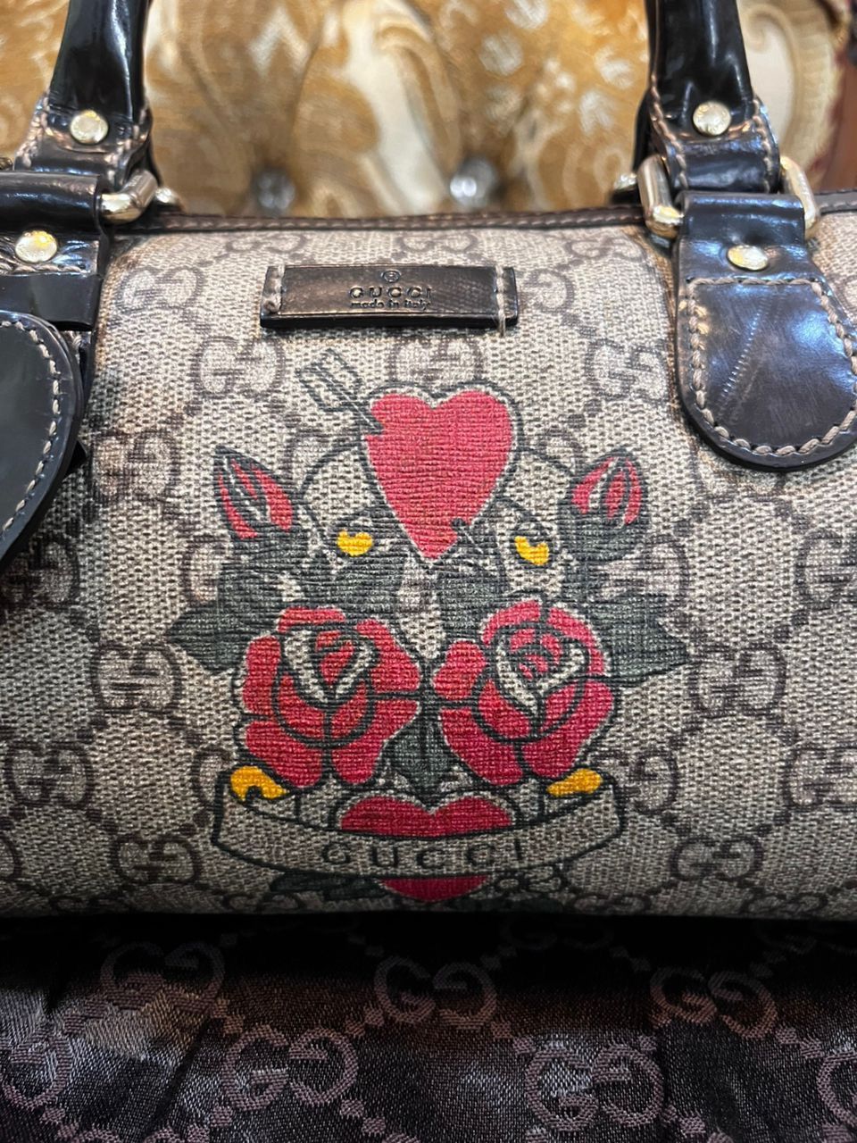 Gucci Authentic Gucci Beige Ebony Heart Tattoo GG Supreme Small Size ONE SIZE - 15 Thumbnail