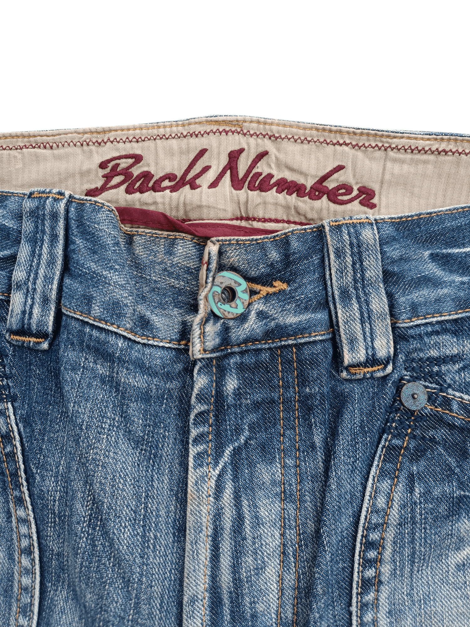 Japanese Brand × Vintage FYEE 💥 Back Number Distressed Whiskers Faded Denim Size US 34 / EU 50 - 11 Thumbnail