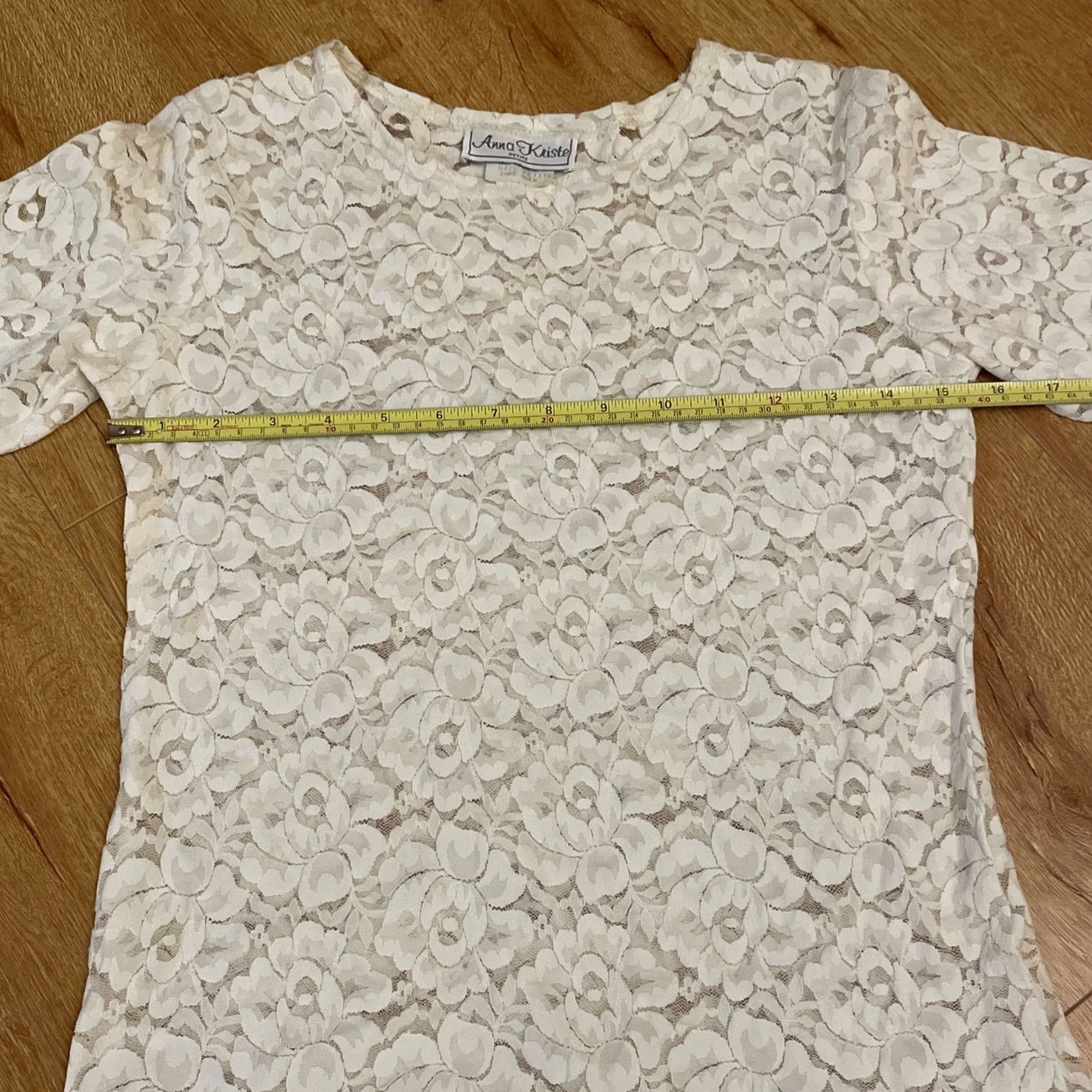 Vintage VINTAGE Anna Kriste Cropped Lace Top Sheer Ivory 90s Y2K Fairy Grunge Cottage Coquette P Womens M Size M / US 6-8 / IT 42-44 - 6 Thumbnail