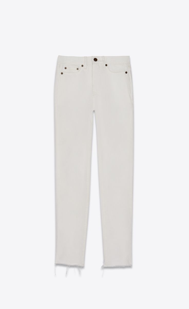 Saint Laurent Paris o1bcso1str1124 Raw Edge Carrot Fit Jeans in White Size 26" / US 2 / IT 38 - 1 Preview