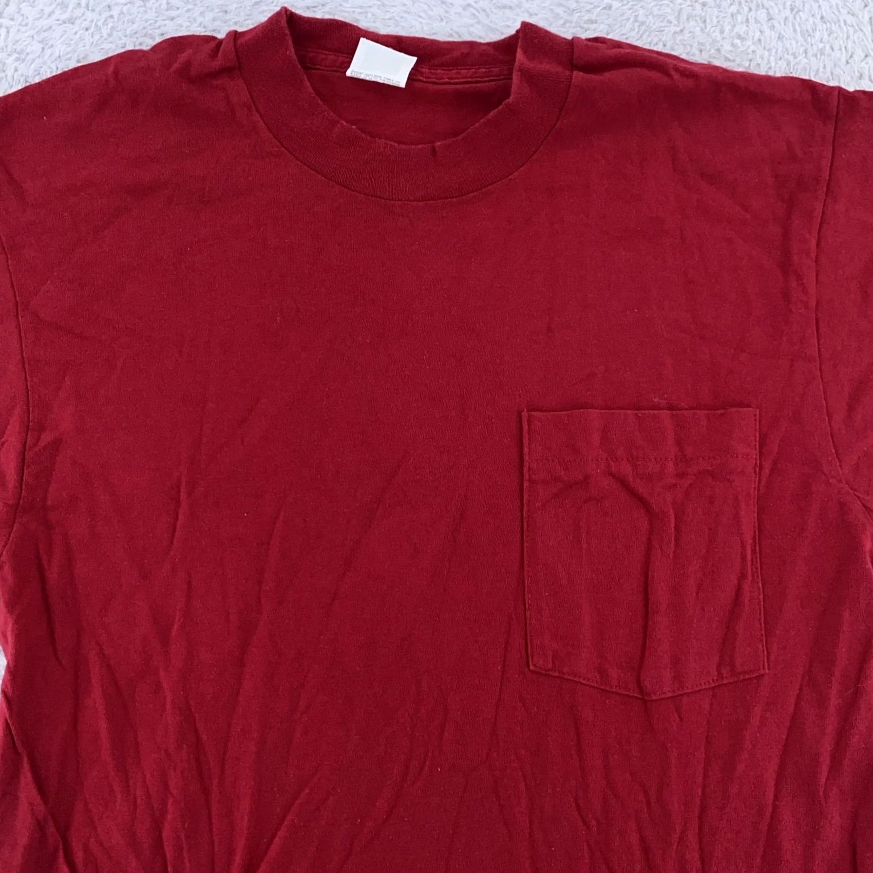 Fruit Of The Loom VINTAGE Fruit of the Loom Shirt Mens XS/S Tee Pocket Red Dark Blank USA 90s Crew Neck Short Sleeve Cotton Solid Size US XS / EU 42 / 0 - 2 Thumbnail