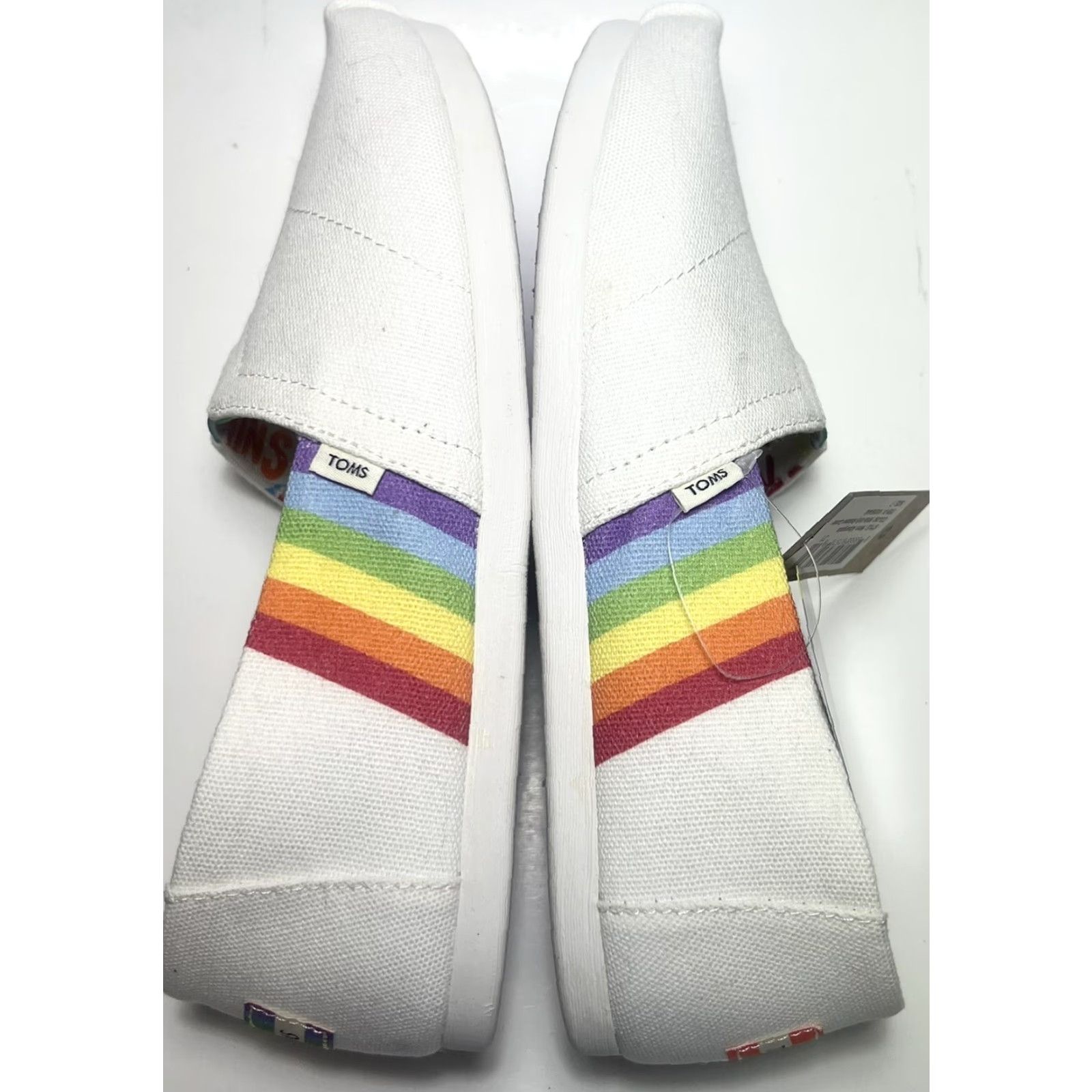 Toms TOMS Alpargatas Slip-On Pride Rainbow White Canvas Women’s Flat Shoes 7 M Size US 5 / IT 35 - 2 Thumbnail