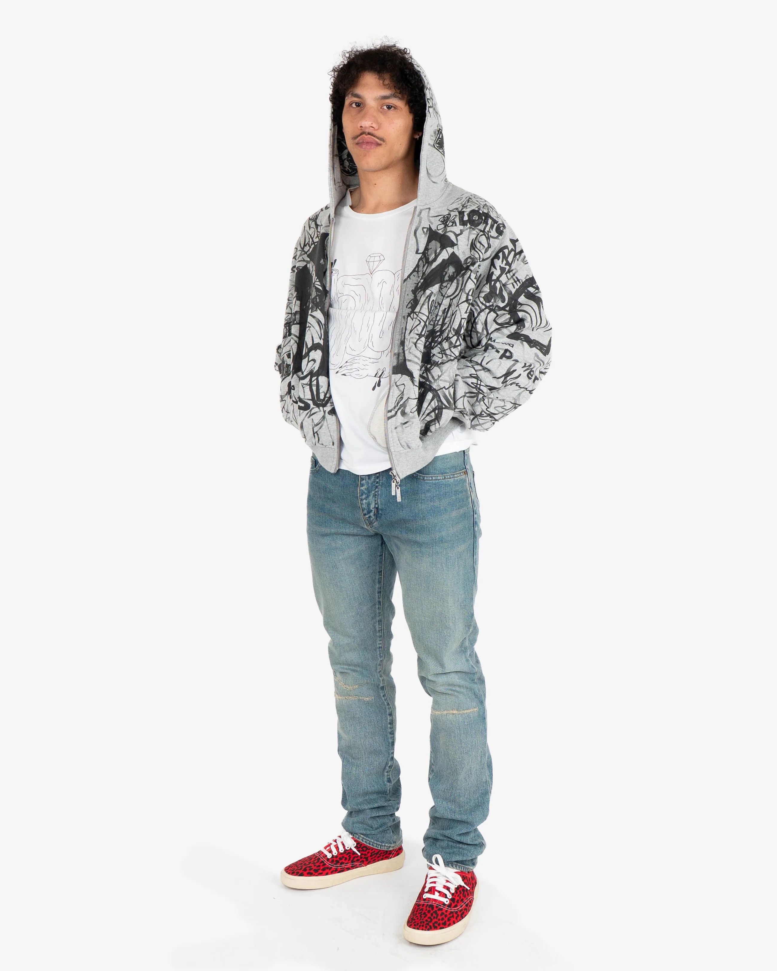 Mowalola Grey Graffiti Zip-Hoodie Size US M / EU 48-50 / 2 - 9 Thumbnail