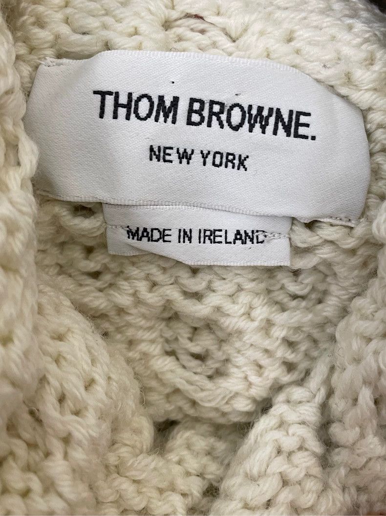 Thom Browne Thom browne Beige four-striped turtleneck sweater 2504-Next Size US L / EU 52-54 / 3 - 5 Thumbnail