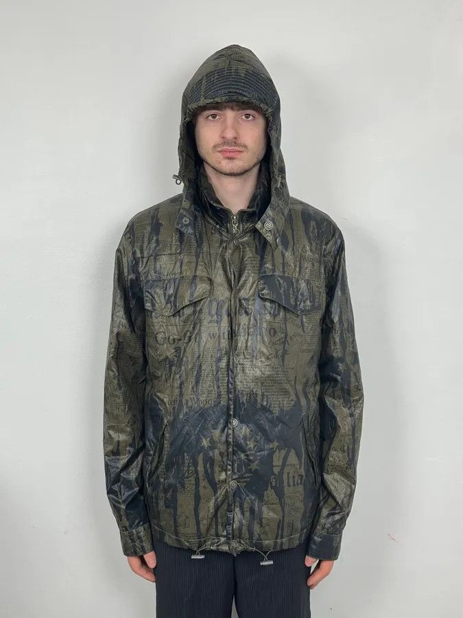 John Galliano SS2008 Galliano 2 in 1 Khaki Brown & Black Newspaper Windbreaker Jacket Size US M / EU 48-50 / 2 - 2 Thumbnail