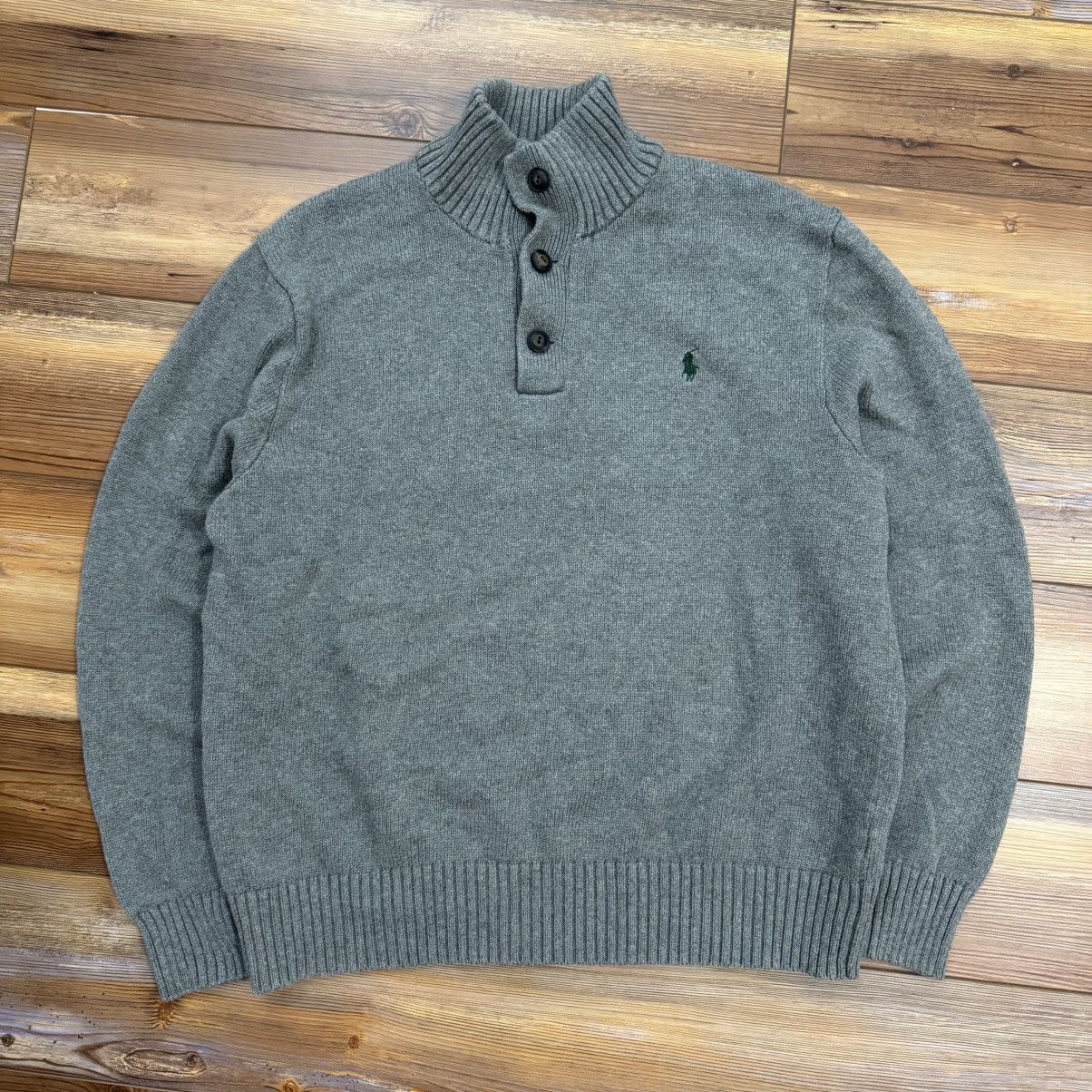 Polo Ralph Lauren Polo Ralph Lauren Grey Shawl High Neck Knit Button Sweater Size US M / EU 48-50 / 2 - 1 Thumbnail