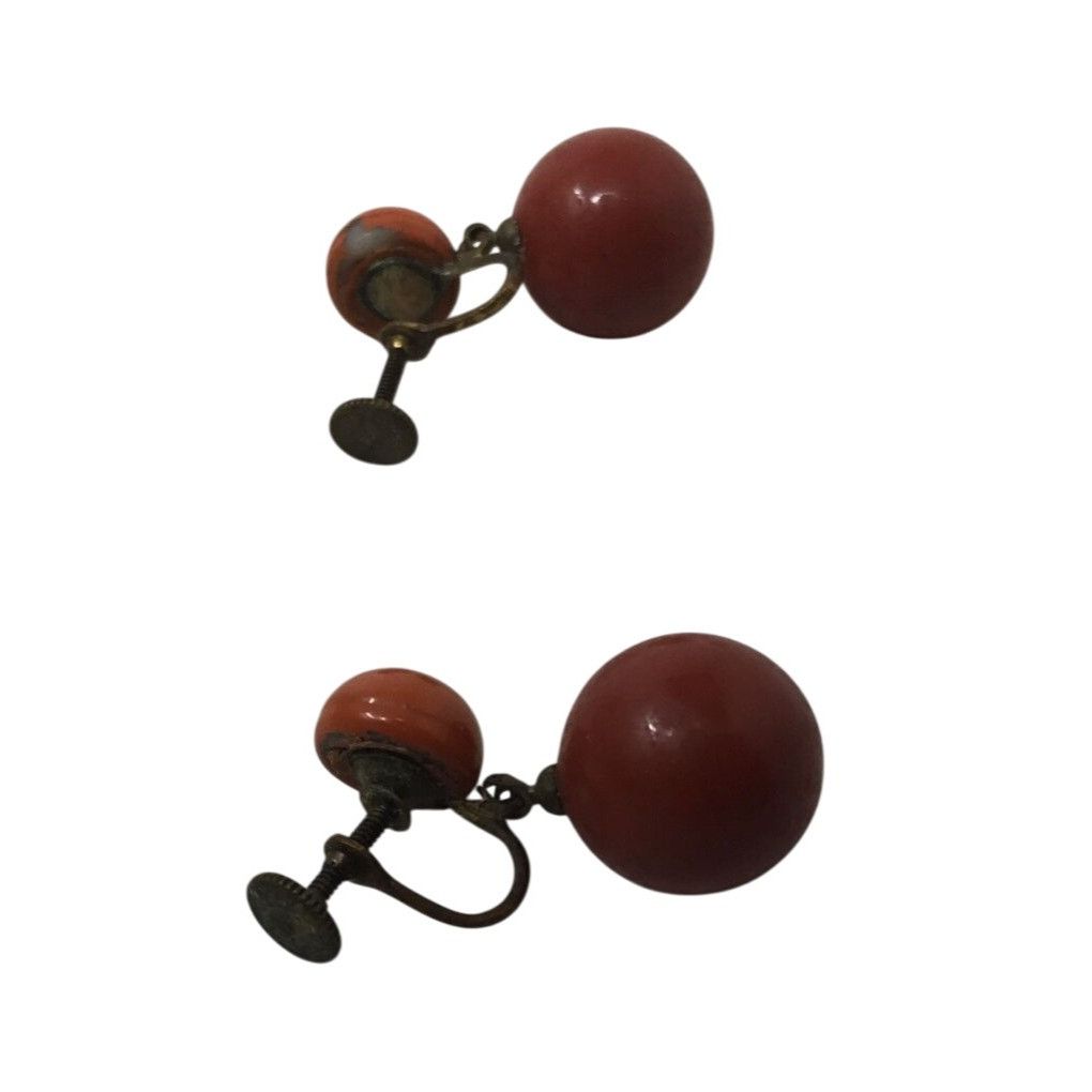 Other Women's Vintage Orange and Gold Tone Dangle Screw Back Earri Size ONE SIZE - 3 Thumbnail