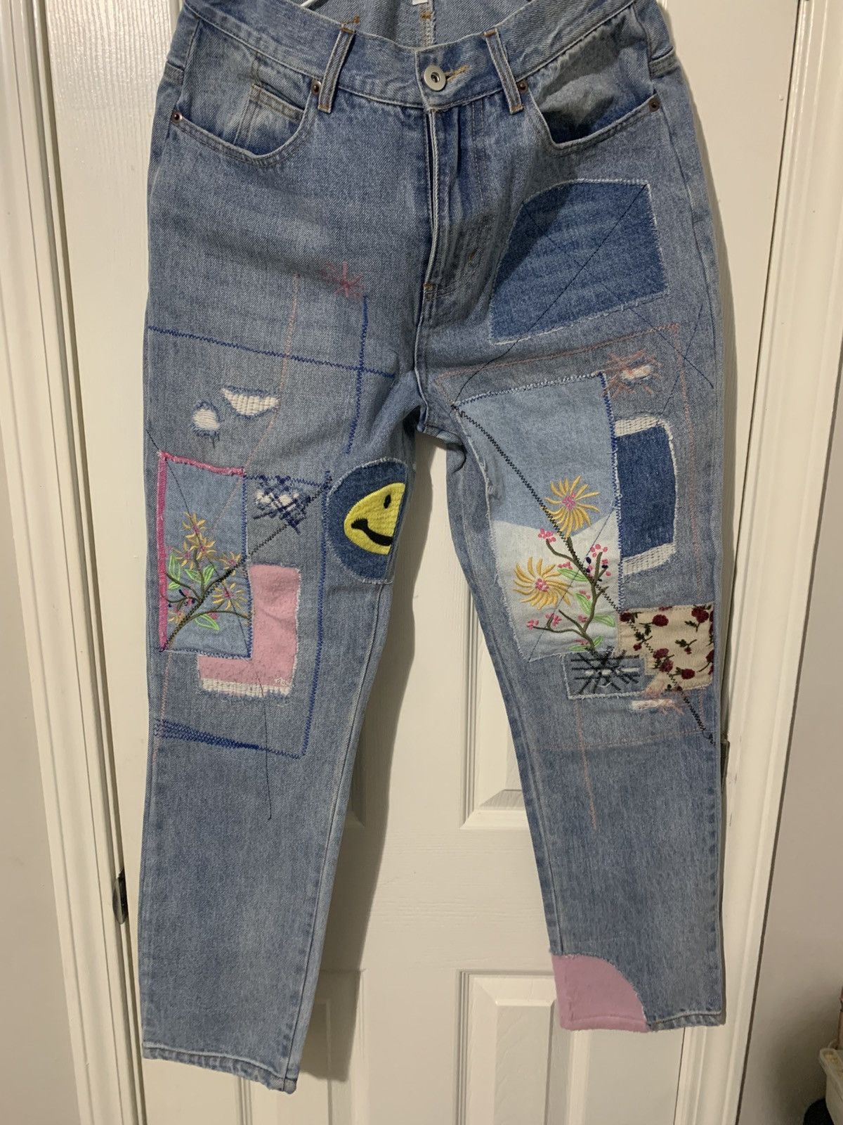 Kapital Vintage Smiley Face Patch Denim Pants Size 24" / US 00 / IT 34 - 1 Thumbnail