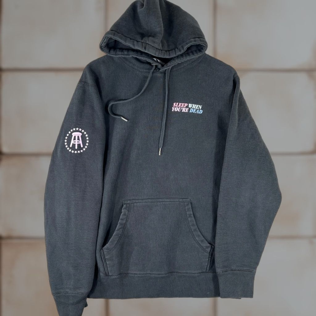 Vintage Barstool Sports Hoodie Mens M Black Sleep When Youre Dead Graphic Pullover Hoodie Pullover Black Mens M Graphic Print Hooded Pockets Barstool Sports Size US M / EU 48-50 / 2 - 1 Thumbnail