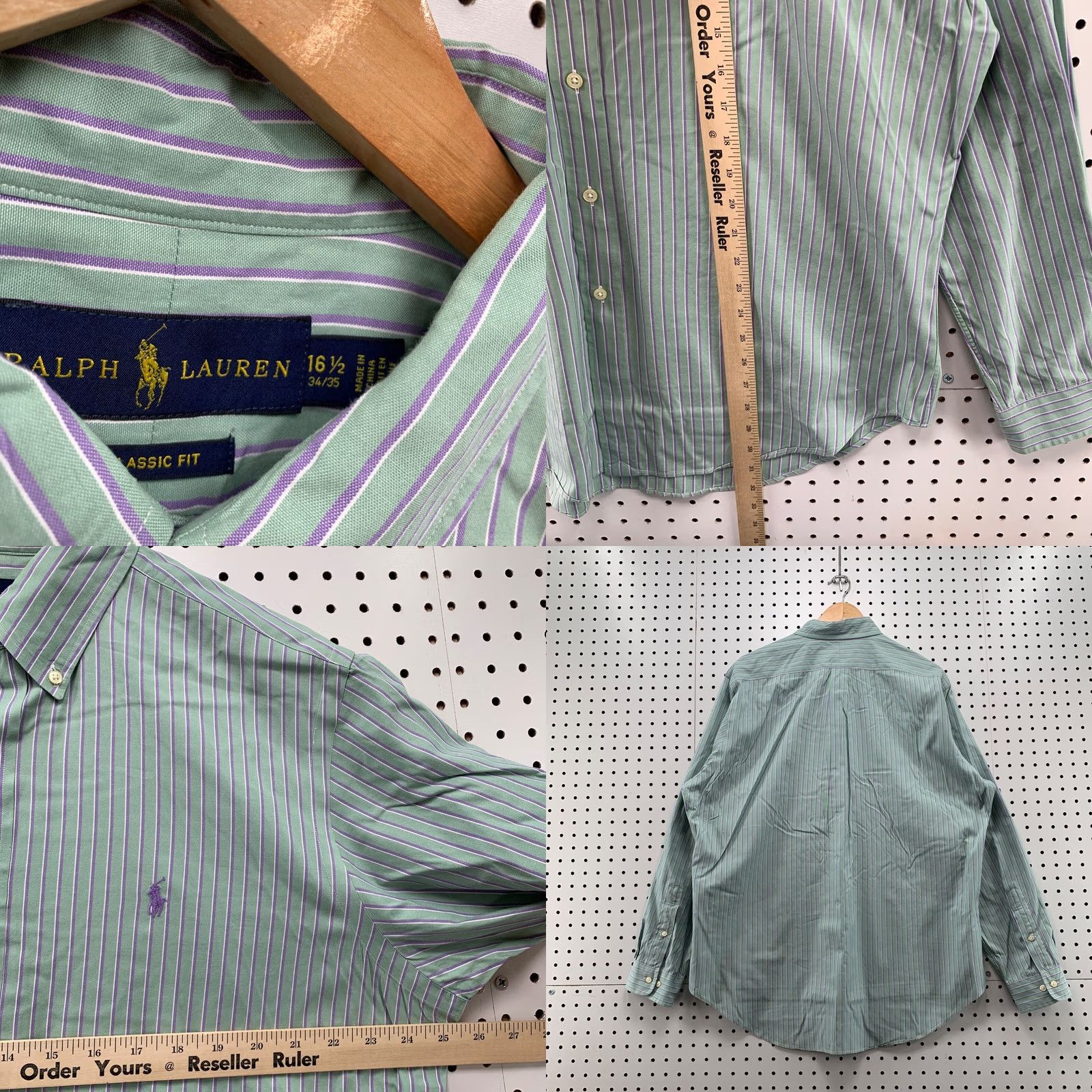 Polo Ralph Lauren Polo Ralph Lauren Shirt Men XL Green Purple Striped Button-Down 16.5 34/35 Classic Fit Size US XL / EU 56 / 4 - 9 Thumbnail