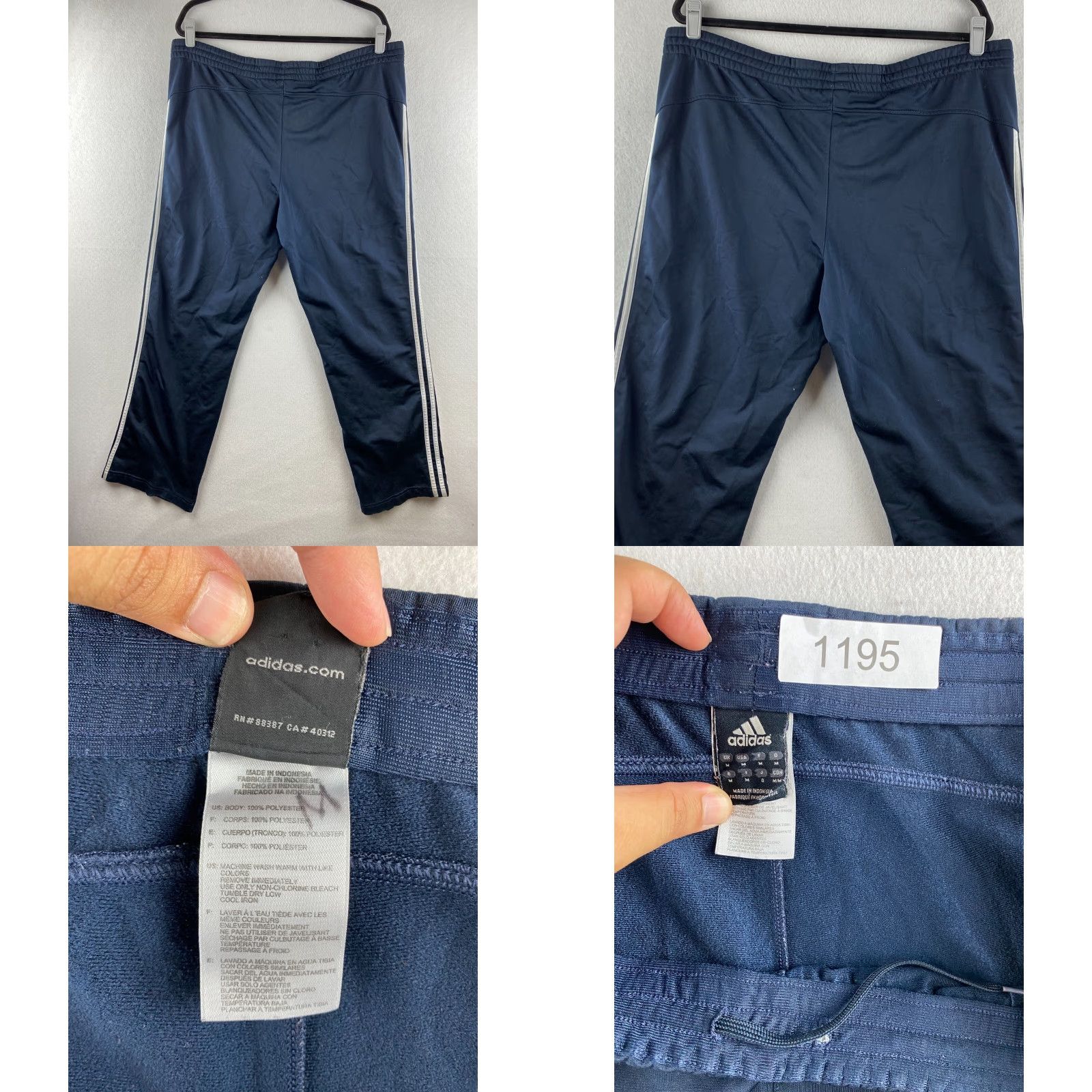 Adidas Adidas Track Pants Mens M Blue Stretch Drawstring Running Dark Wash Gym Shirt? Size US 31 - 8 Thumbnail