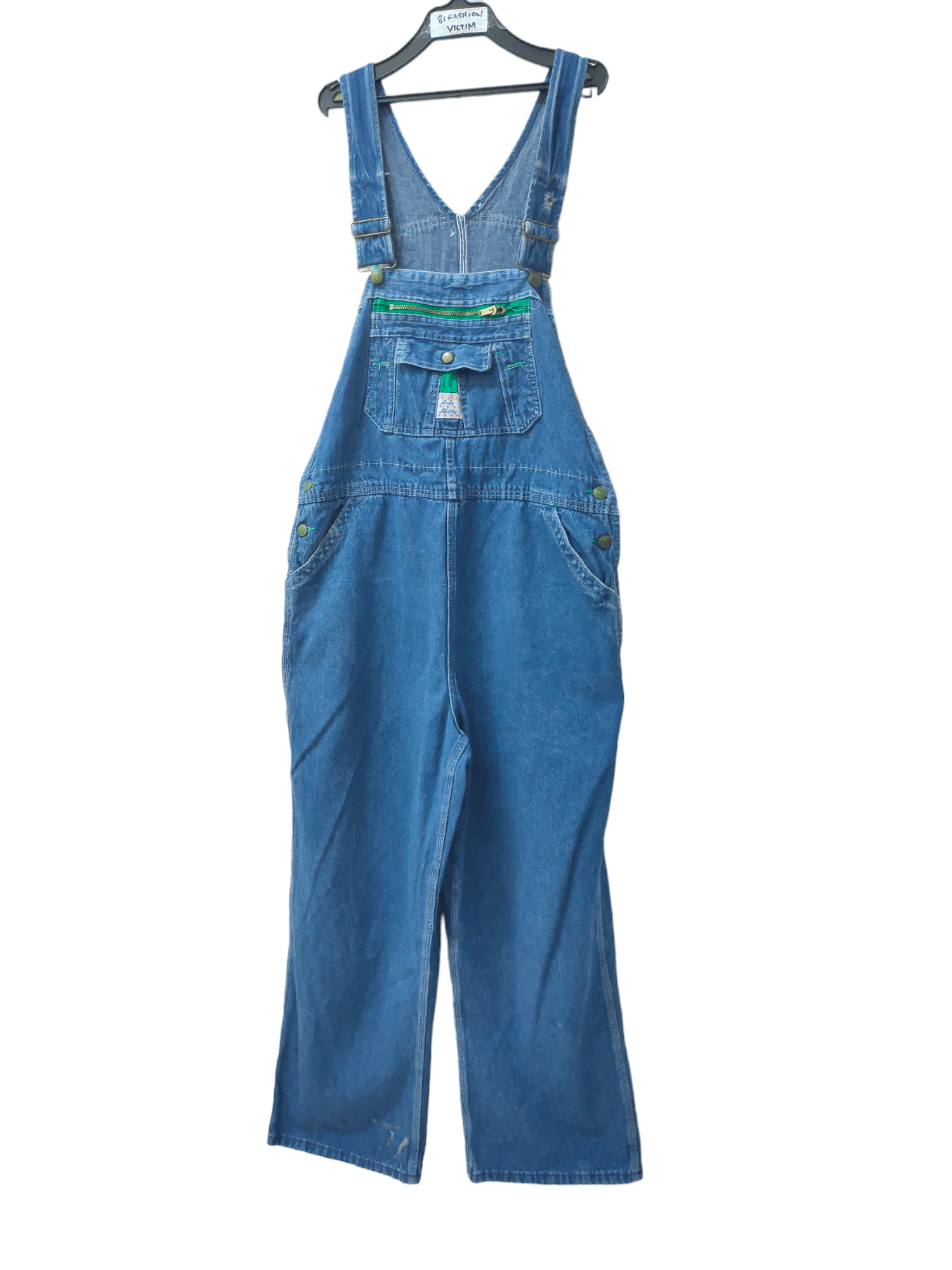 image of Crazy Vintage Liberty Oversized Denim Bib Jumpsuit in Blue, Men's (Size 40)