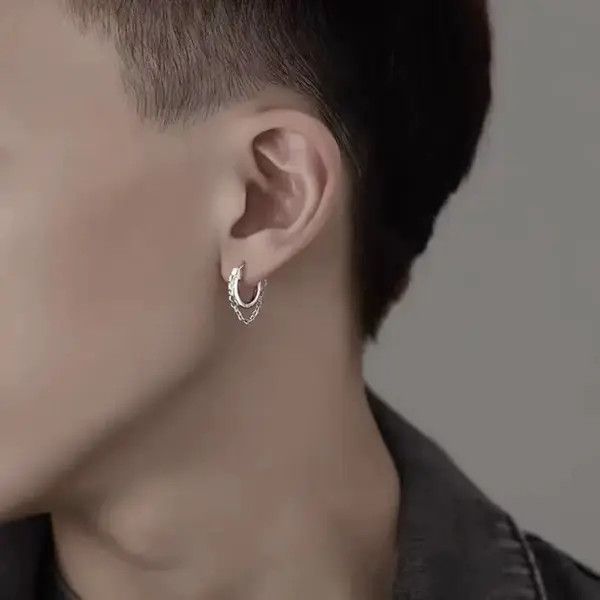 Designer × Vintage 925 Silver Plated Chain Hoop Earrings for Men Women Size ONE SIZE - 4 Thumbnail