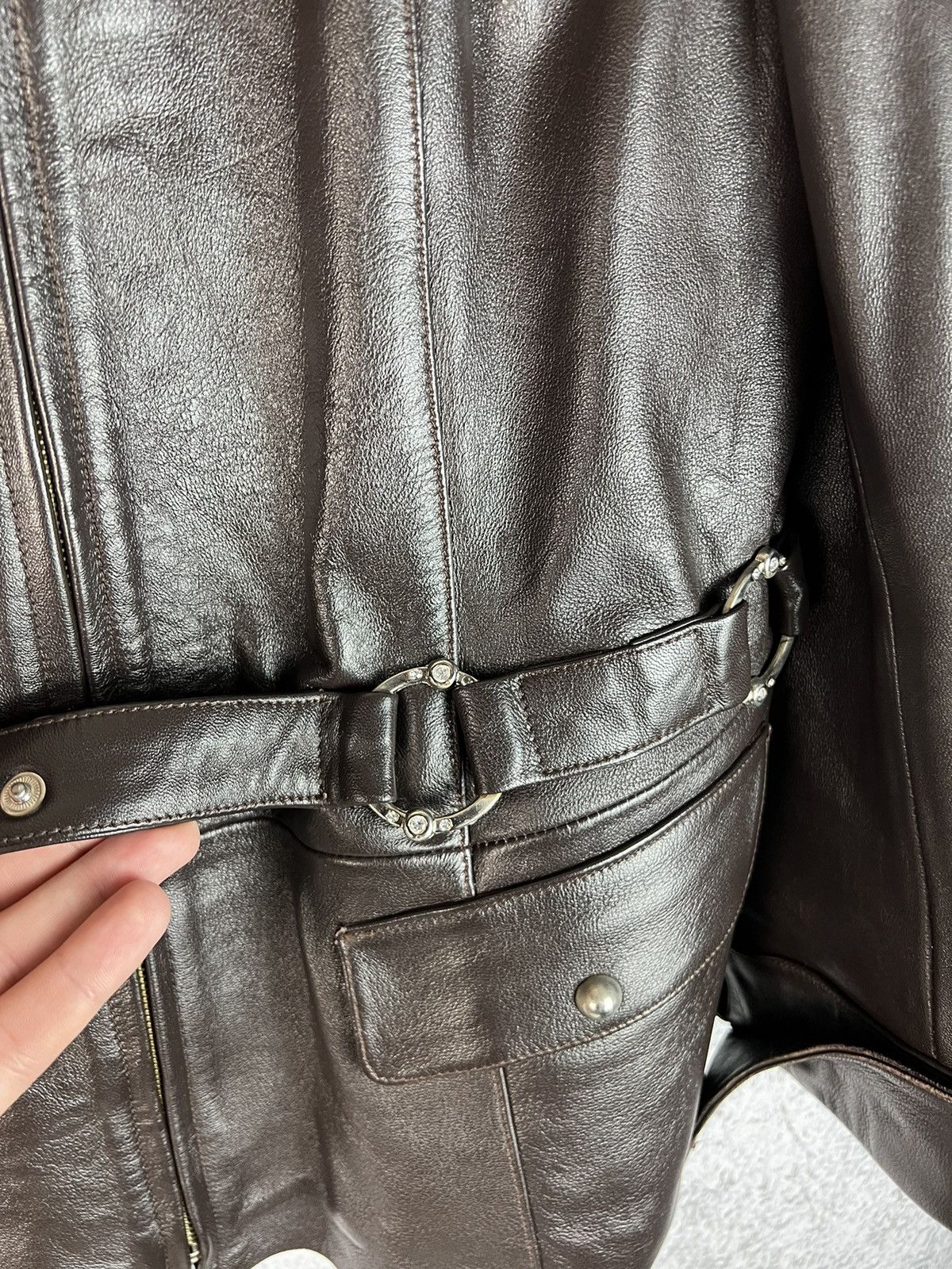 Vintage Vintage Y2K Avant Garde Leather long Jacket Size US S / EU 44-46 / 1 - 5 Thumbnail