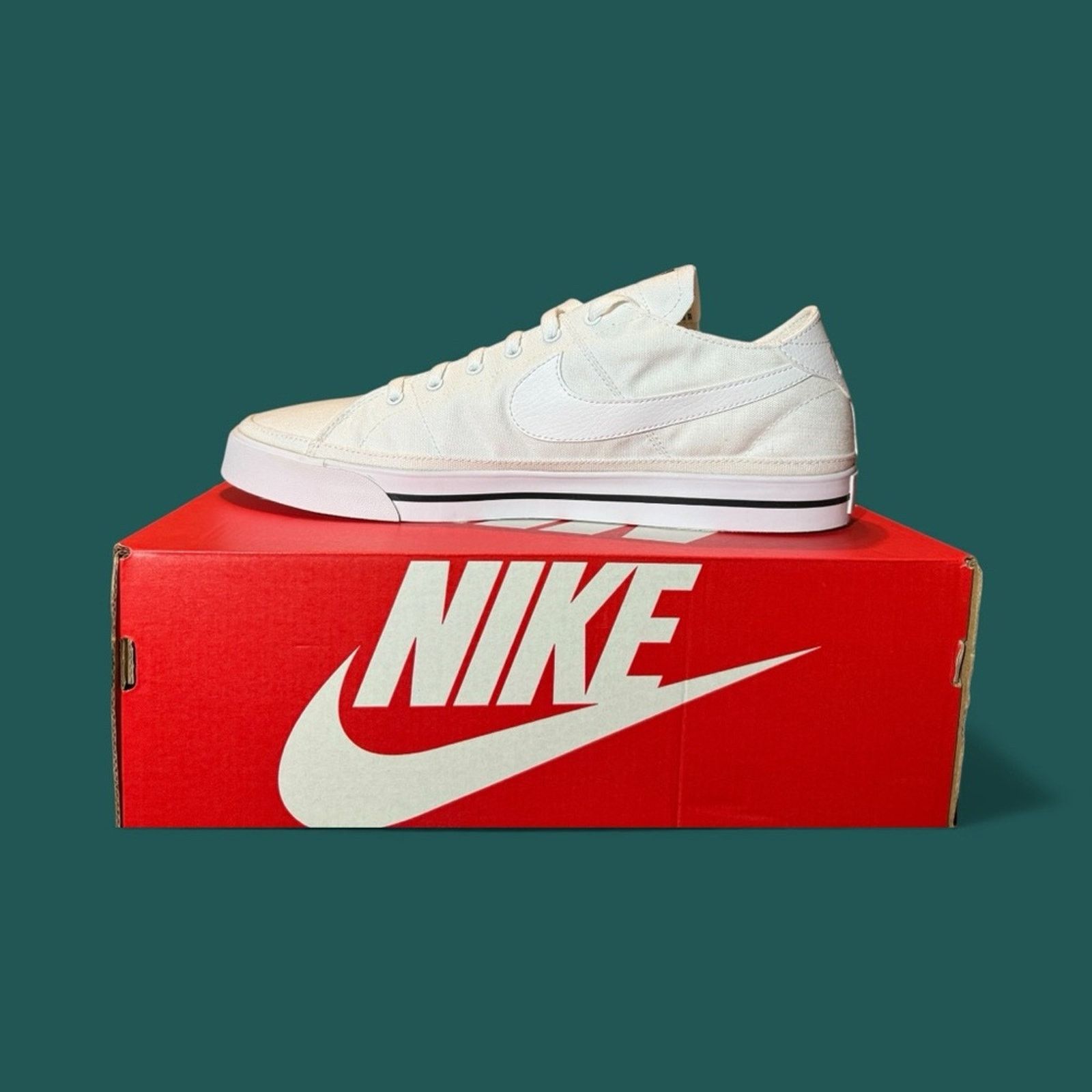 Nike Nike Court Legacy Canvas Triple White Size US 13 / EU 46 - 2 Thumbnail