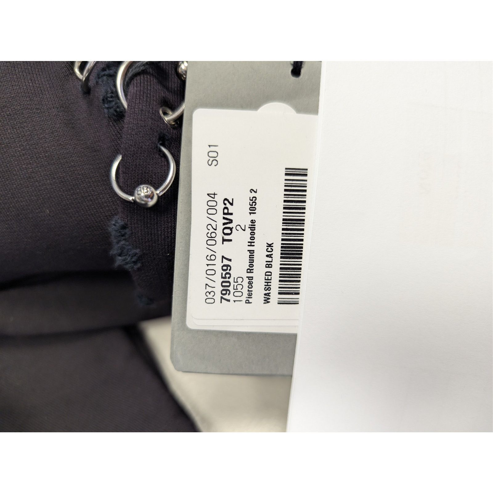 Balenciaga o1rshd1 Pierced Round Hoodie in Washed Black Size US M / EU 48-50 / 2 - 23 Thumbnail