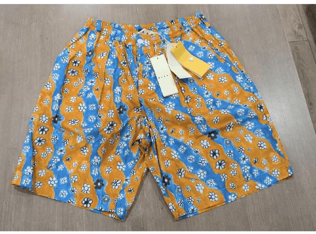 Marni MARNI Striped Floral Bermuda Shorts Blue/Orange 52 US 36 Size US 36 / EU 52 - 1 Thumbnail