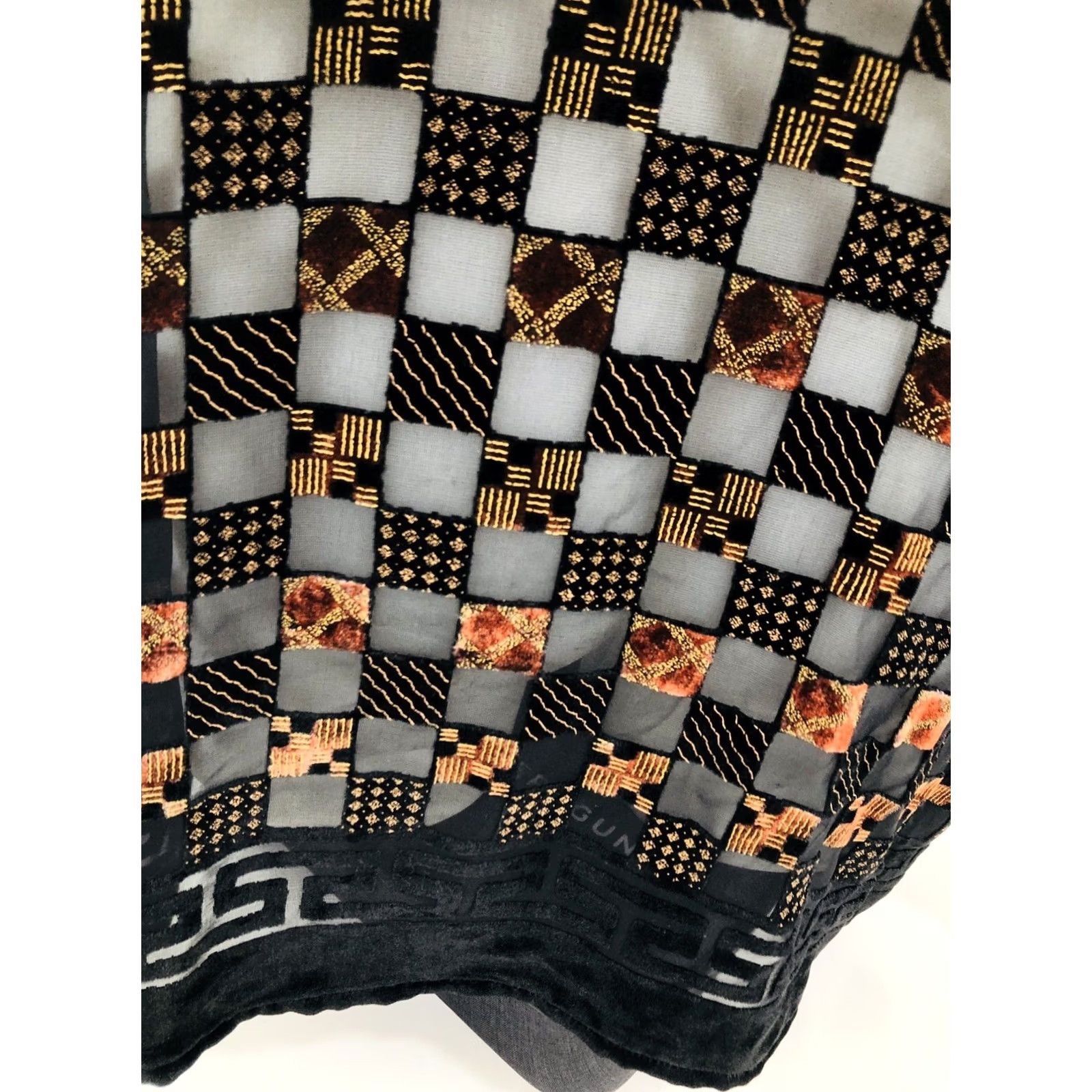 Vintage CETA ITALIANA Shirt XL Black / Gold Silk Chiffon Patchwork Baroque / Art Deco Long Sleeve Button-Up Mens Size US XL / EU 56 / 4 - 6 Thumbnail