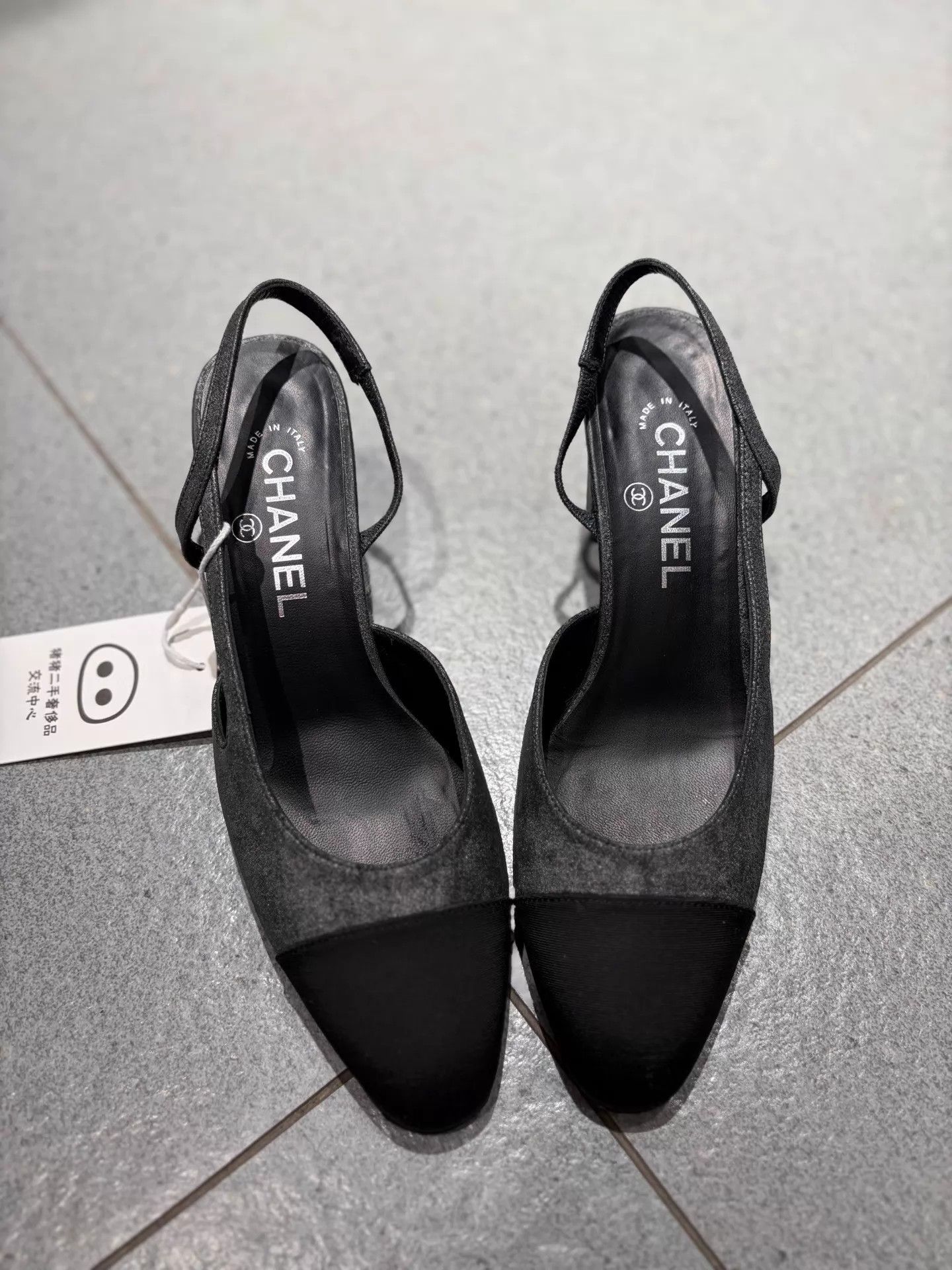 Chanel Chanel Charcoal Pearlized Classic Heeled Sandals 99 New 38 Size US 7.5 / IT 37.5 - 2 Thumbnail