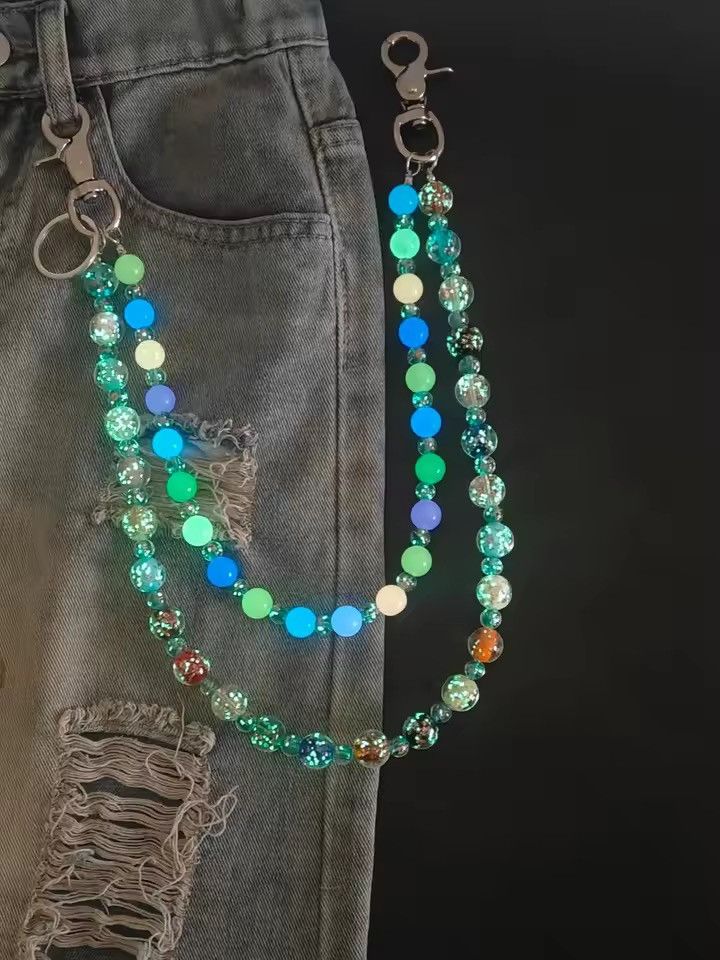 Japanese Brand Layered Luminous Glass Bead Wallet chain Size ONE SIZE - 3 Thumbnail