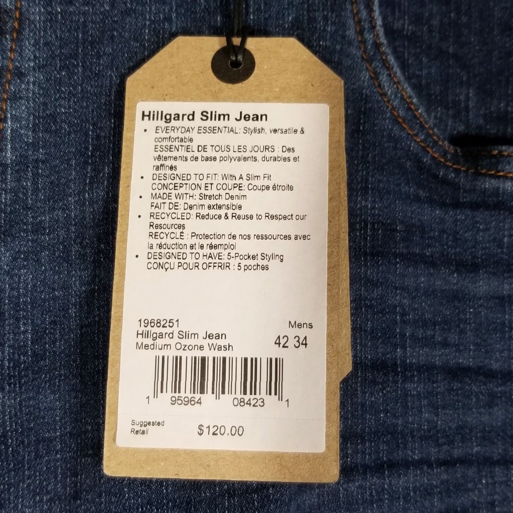 Prana prAna Jeans Mens Slim Fit Tapered 42x34 Dark Wash Blue Denim Size US 42 / EU 58 - 2 Thumbnail