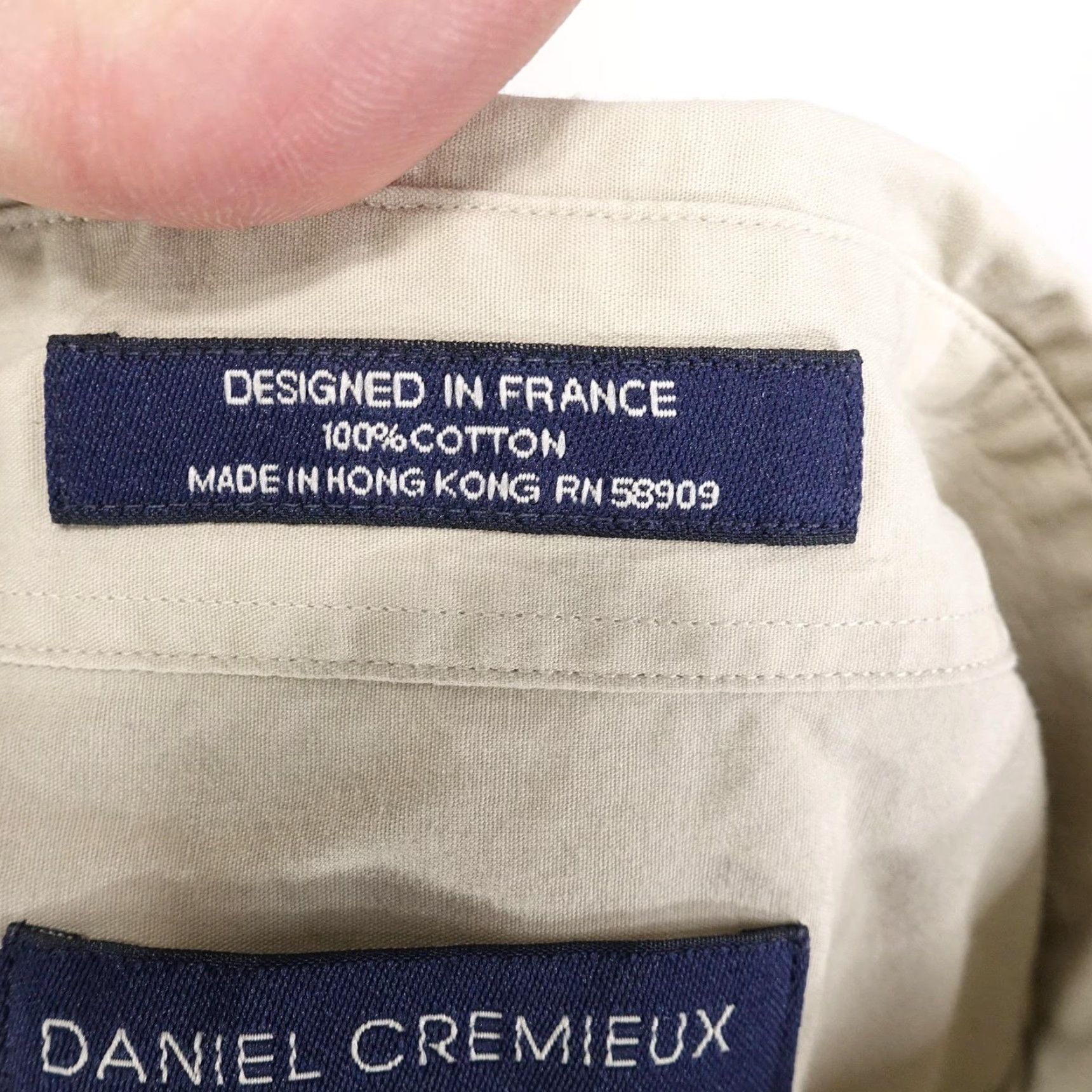 Cremieux VINTAGE? (No) Daniel Cremieux Shirt Men Large Button-Down Long Sleeve Pocket Dress Shirt Beige 100% Cotton Mens L Beige Dress Shirt Size 42R - 7 Thumbnail