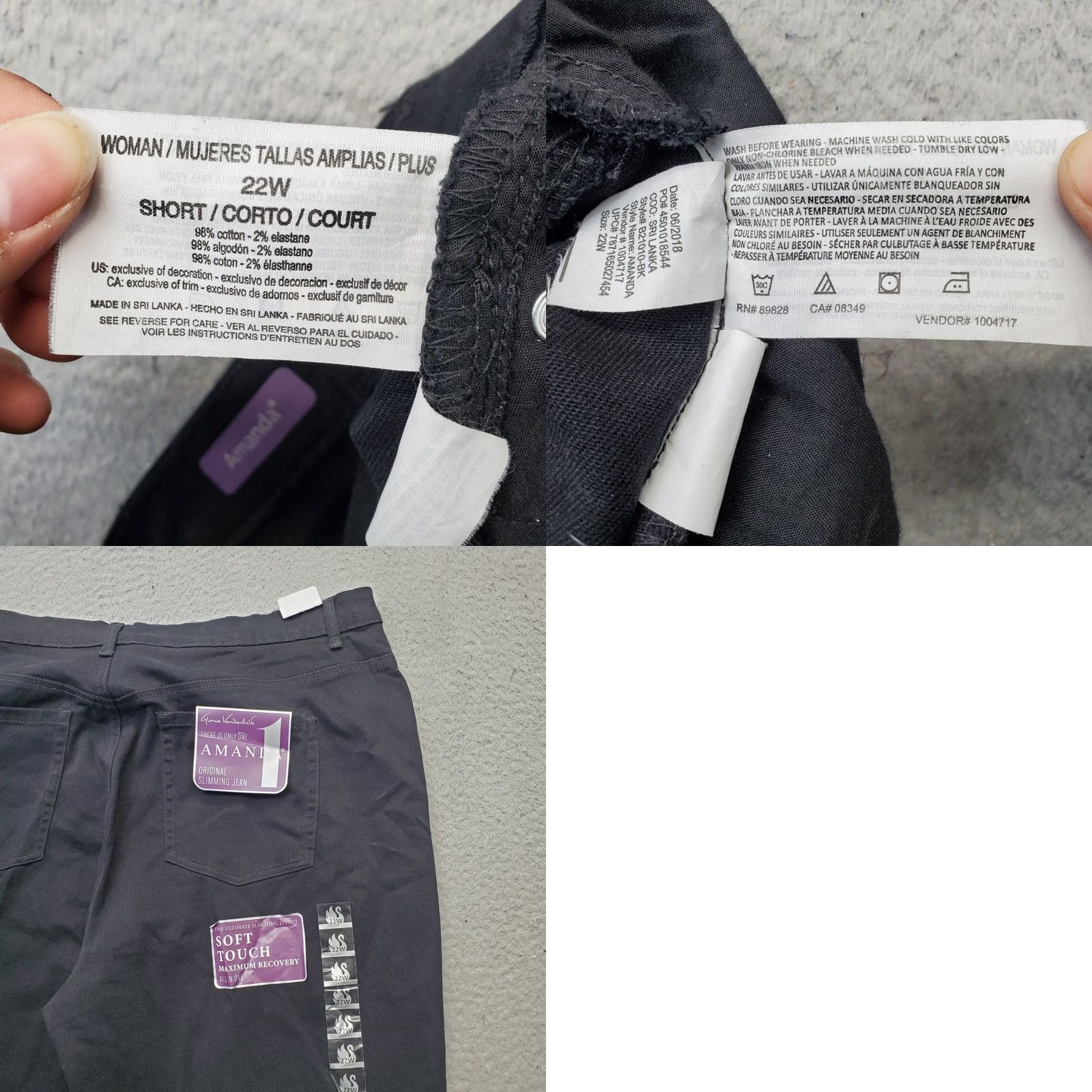 Gloria Vanderbilt Gloria Vanderbilt Amanda Jeans Womens 22W Black Slimming Tapered Leg Jeans Size 40" / US 18 - 8 Thumbnail