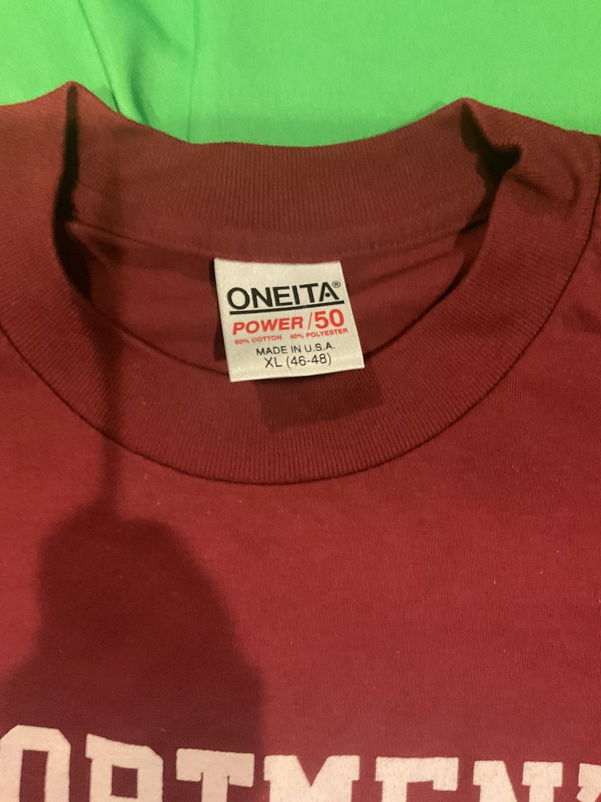 Vintage Athletic Burgundy and white t shirt Size US XL / EU 56 / 4 - 2 Thumbnail