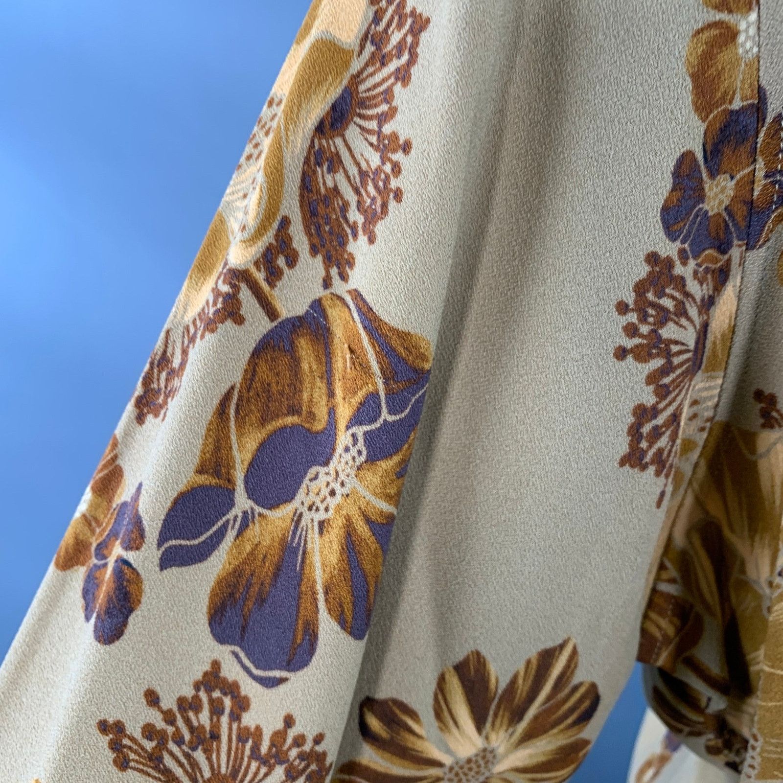 AMI Brown Tan Floral One Pocket Oversized Long Sleeve Shirt Size US M / EU 48-50 / 2 - 6 Thumbnail