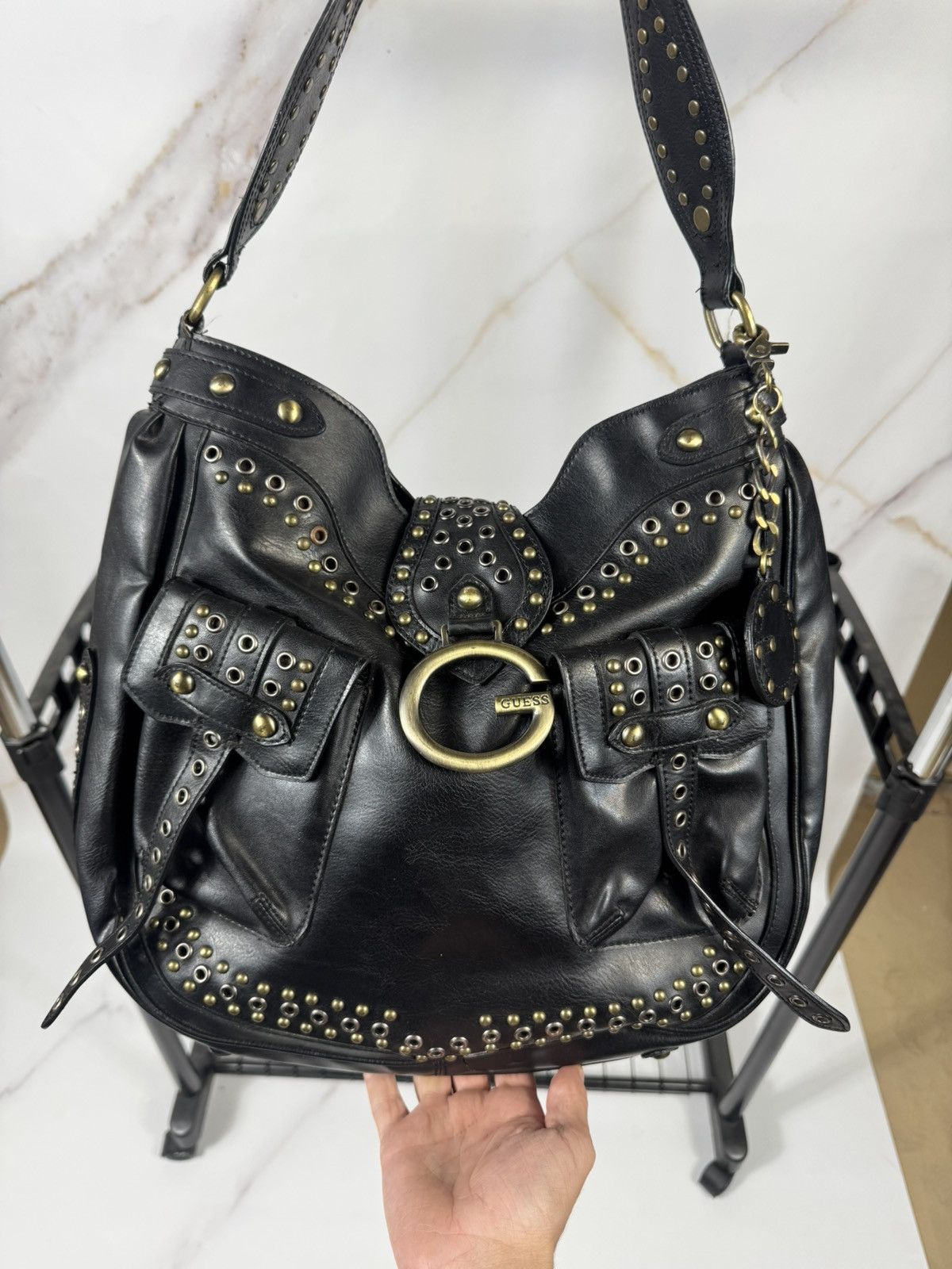 Guess Rare Guess Leather Studded Y2k Shoulder Bag Size ONE SIZE - 2 Thumbnail