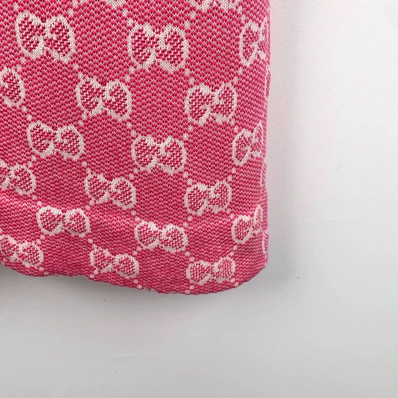 Gucci Gucci Pink logo jacquart full printed wool round neck shor Size XS / US 0-2 / IT 36-38 - 4 Thumbnail