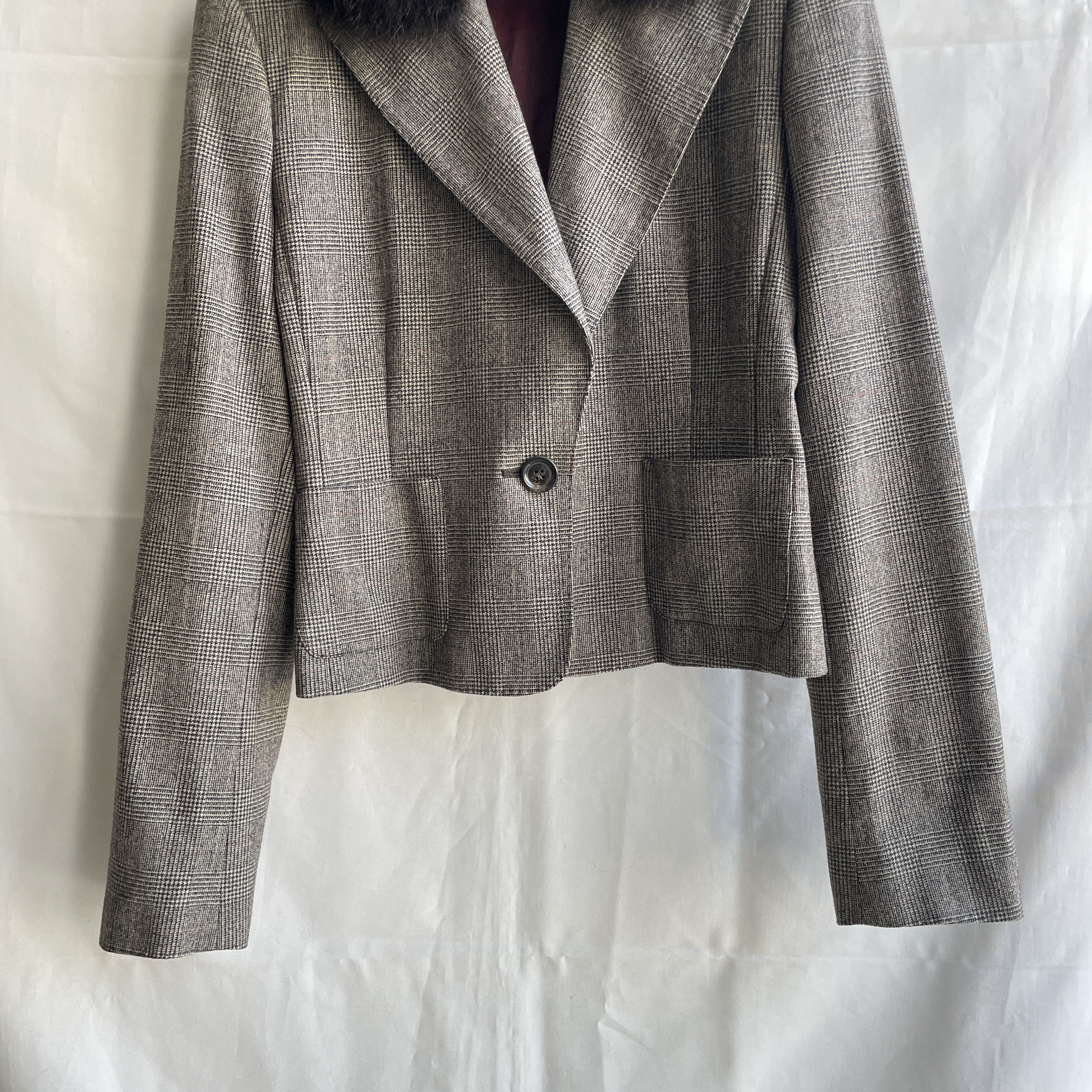 Sportmax Sportmax by Max Mara Marmot Fur Check Wool Blazer Size XL / US 12-14 / IT 48-50 - 8 Thumbnail