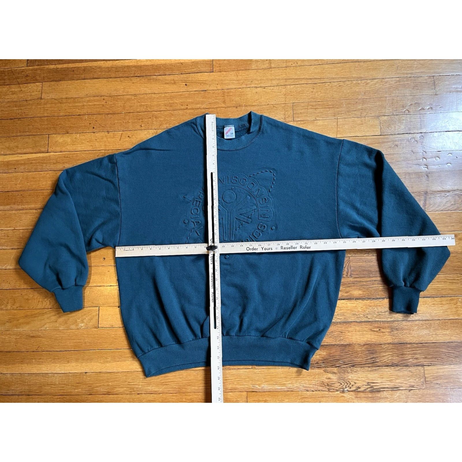 Jerzees VINTAGE Wisconsin Special Olympics Sweater Men’s 2XL Green Jersey Pullover Sweatshirt Crew Neck Graphic Print Logo 90s City Classic Outdoor USA Mens Size US XXL / EU 58 / 5 - 7 Thumbnail