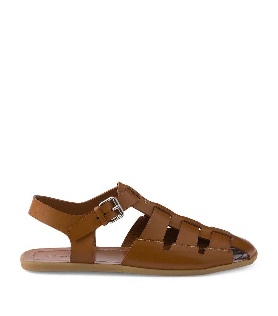 Prada o1mt1gz0526 Leather Fisherman Sandals in Brown Size US 10 / EU 43 - 1 Thumbnail