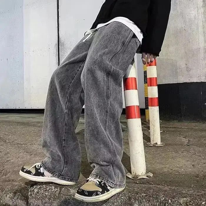 Japanese Brand Washed Black High Street Straight Loose Wide Leg Denim Pant Size US 32 / EU 48 - 5 Thumbnail