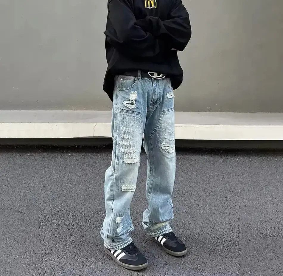 Japanese Brand Street washed ripped hip hop jeans Size US 32 / EU 48 - 6 Thumbnail