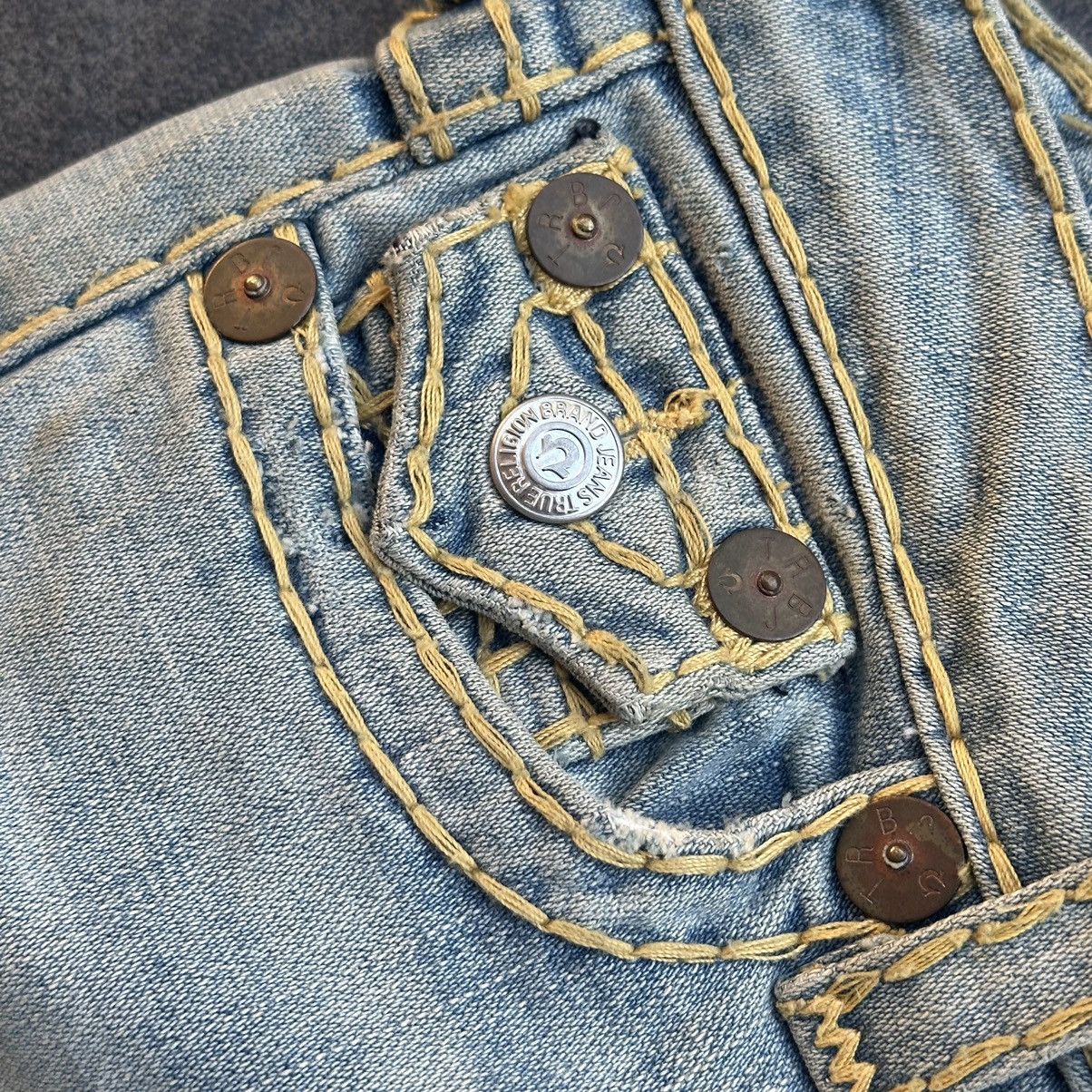 If Six Was Nine 90s True Religion Big T Distressed Denim Pants Size 29" - 6 Thumbnail