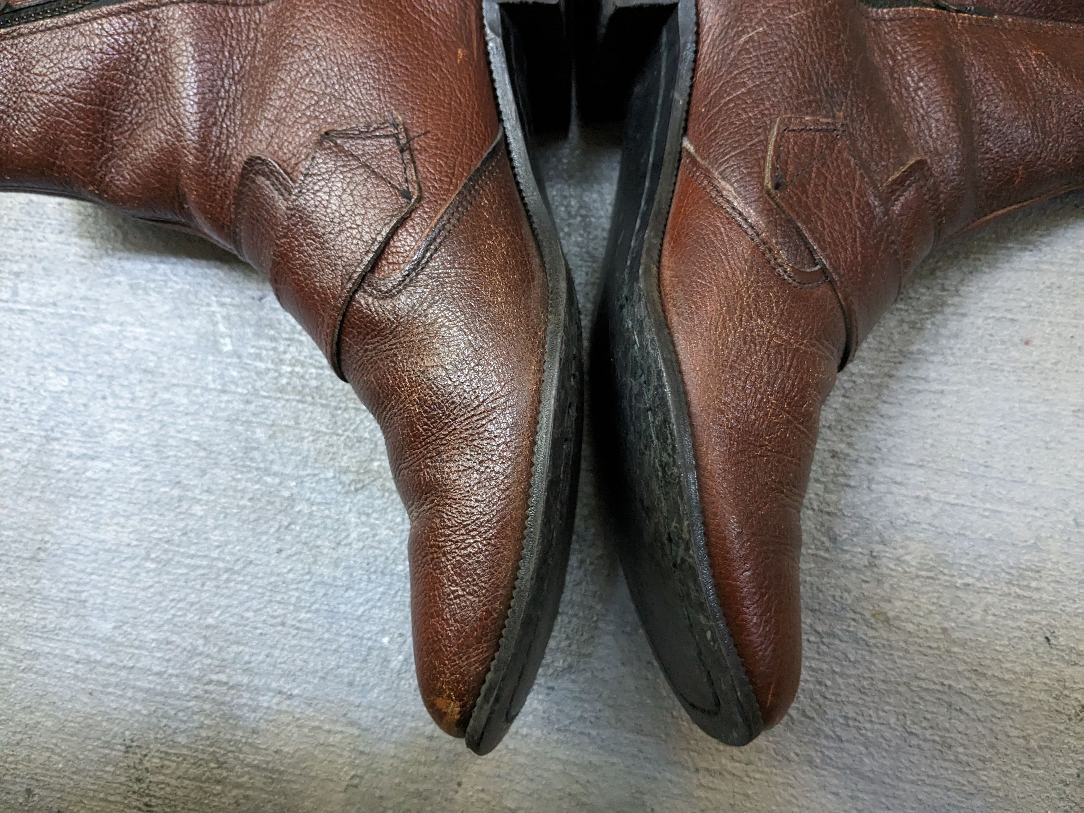Genuine Leather Vintage Leather Side Zip Boots Brown 8.5 Buckle Botas Size US 8.5 / EU 41-42 - 9 Thumbnail