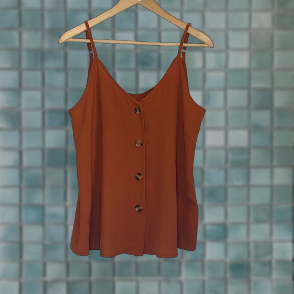 J Brand Coral Buttoned Tank Top with Buttons down the front, Adjustable Straps, size M, Orange, Women, Tank Size M / US 6-8 / IT 42-44 - 1 Thumbnail