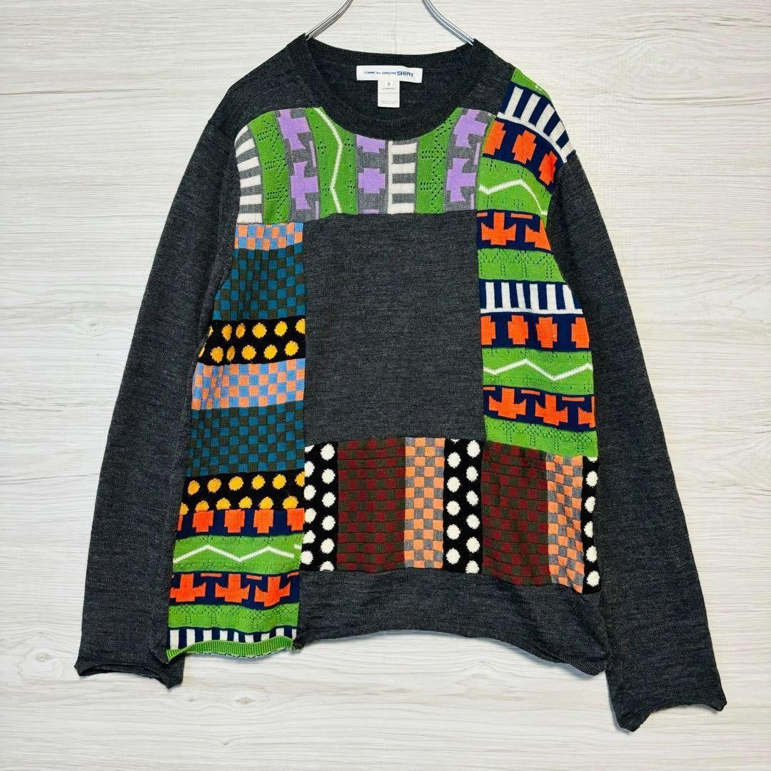 Comme des Garcons × Comme des Garcons SHIRT Patchwork Stitch Reconstructed Knit Sweater Size US M / EU 48-50 / 2 - 1 Thumbnail