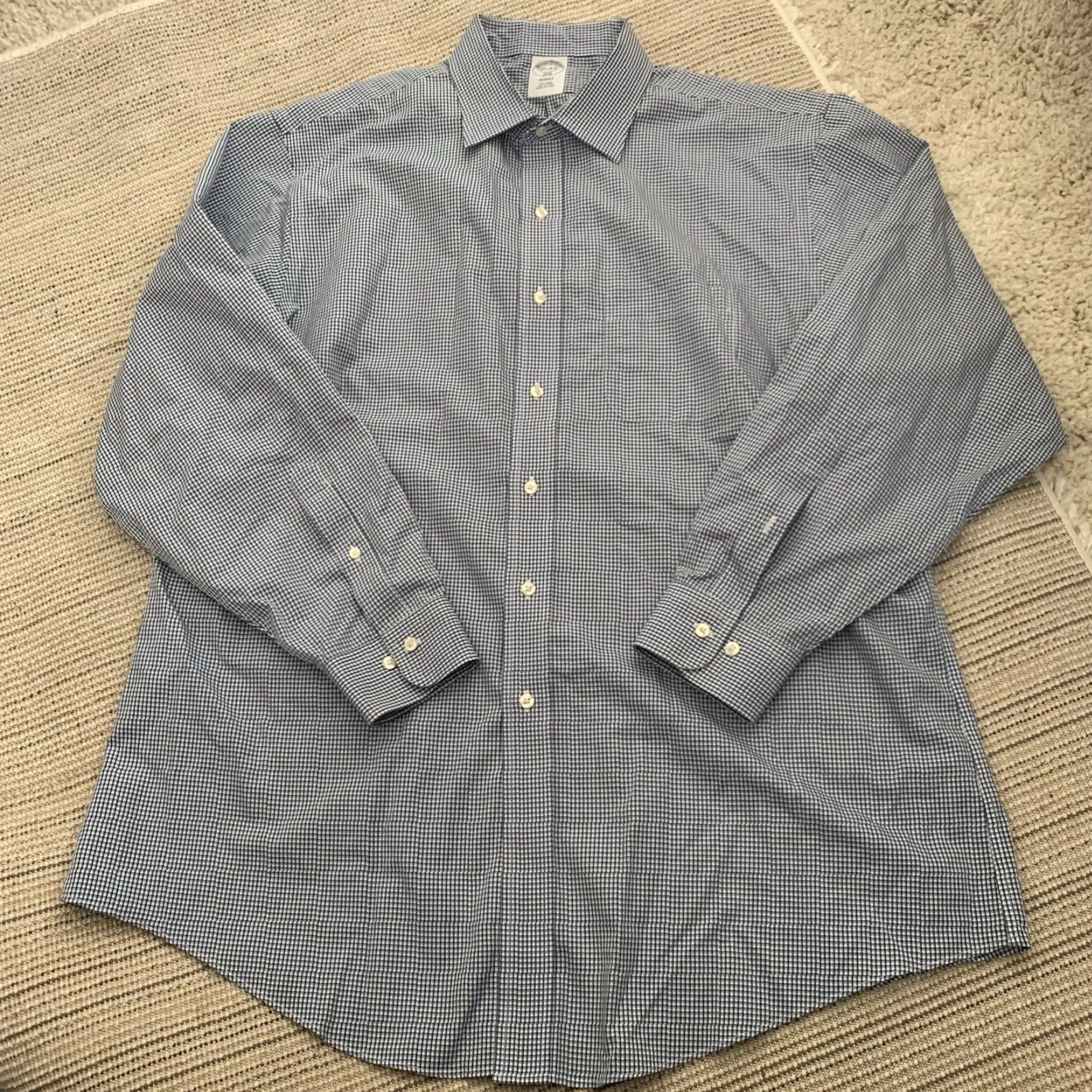 Brooks Brothers Brooks Brothers Shirt Mens 17.5-34/35 Regent Blue Check Non-Iron All Cotton Size US XXL / EU 58 / 5 - 3 Thumbnail