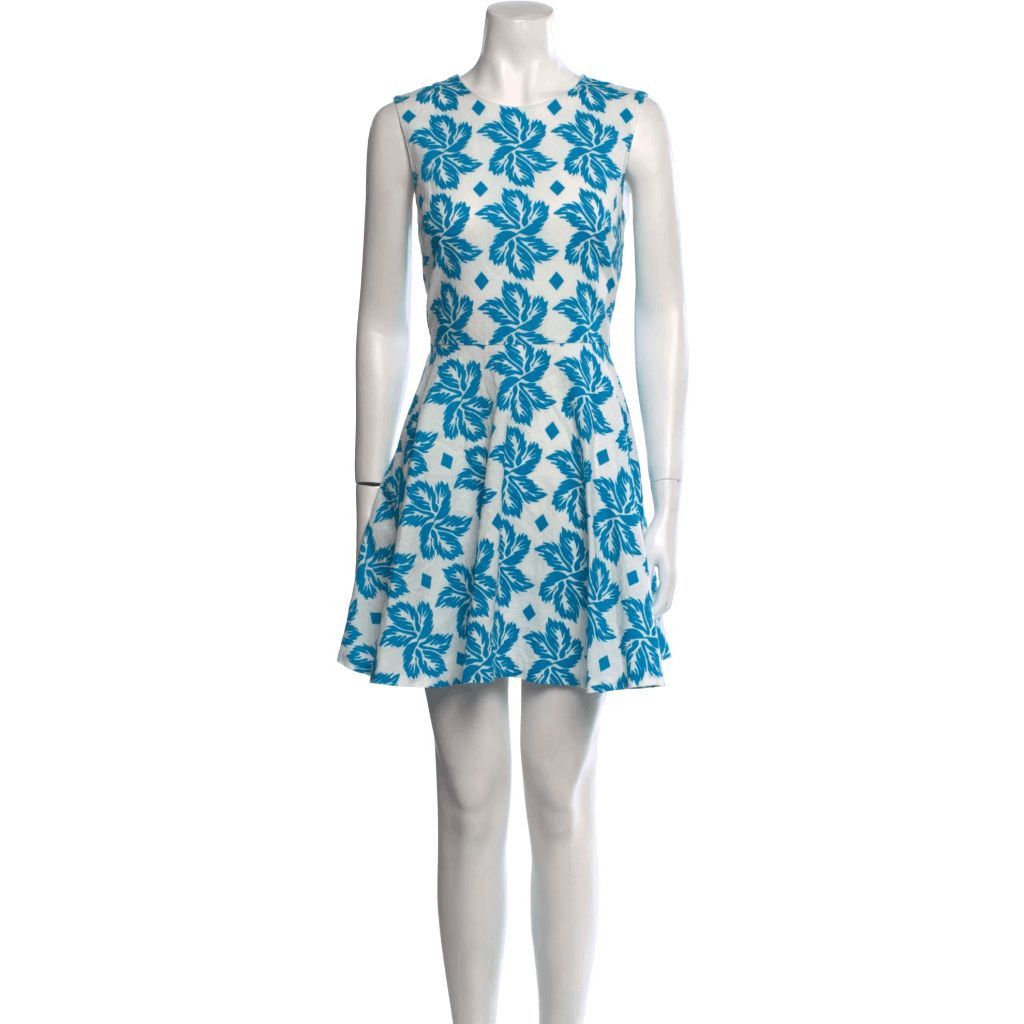 Diane von Furstenberg Diane von Furstenberg Blue White Floral A-Line Mini Dress Women’s Size S Size S / US 4 / IT 40 - 1 Thumbnail
