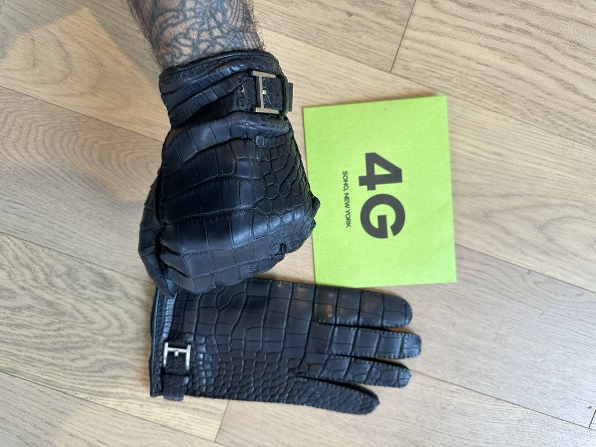 Hermes HERMES CROC ALLIGATOR BLACK XL GLOVES NEW Size ONE SIZE - 11 Thumbnail