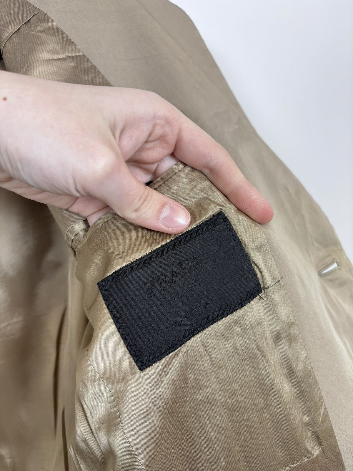 Prada Prada Men’s Beige Brown Cotton Blazer Jacket 2-Buttons Size 34R - 20 Thumbnail