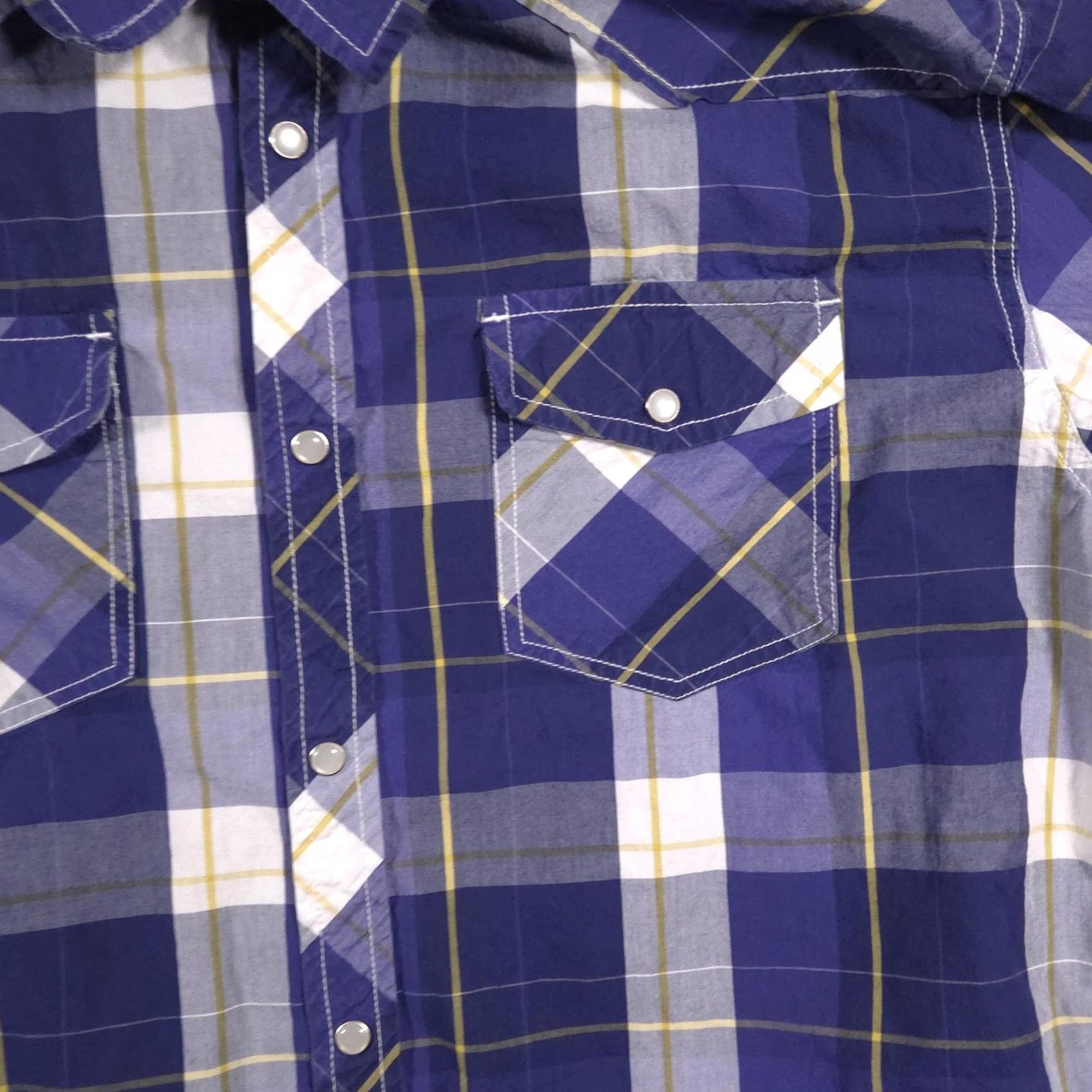 Vintage VINTAGE AO Shirt Mens Large Blue Plaid Western Snap Button Long Sleeve Cowboy Size US L / EU 52-54 / 3 - 3 Thumbnail