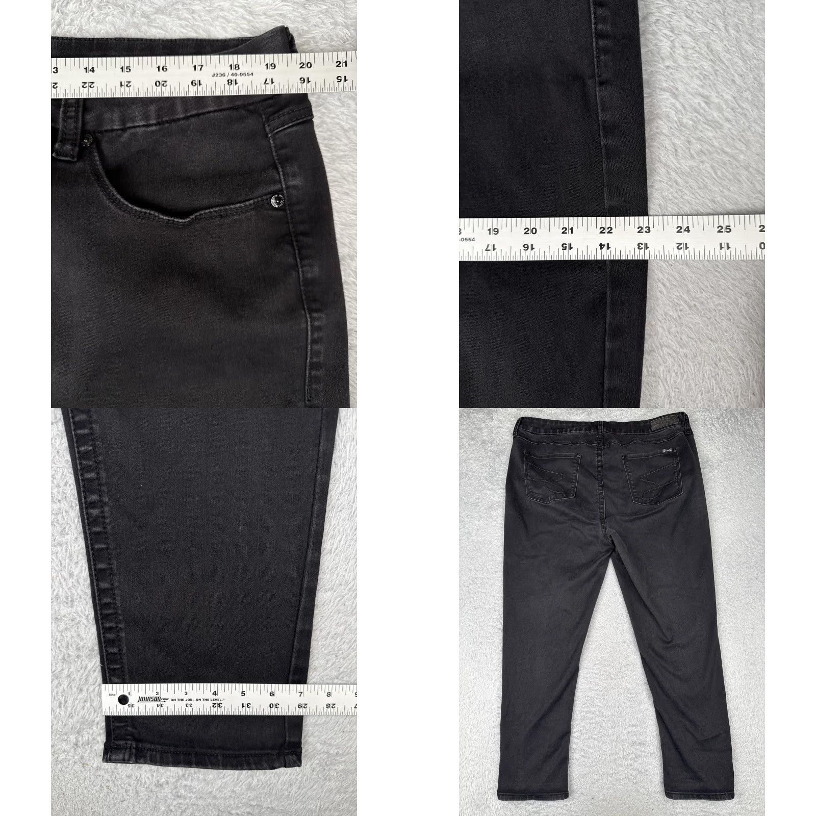 Vintage Seven7 Jeans Skinny Fit Womens 40x29 Black Denim Five Pocket Zip Plus Size 5-Pocket Design Charcoal Wash Denim Pants Stretch Size 42" / US 20 - 9 Thumbnail