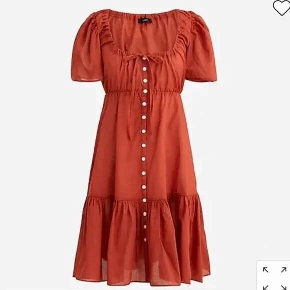 J.Crew J Crew Rust Red Cotton Voile Tiered Button Down Front Dress Size S / US 4 / IT 40 - 1 Thumbnail