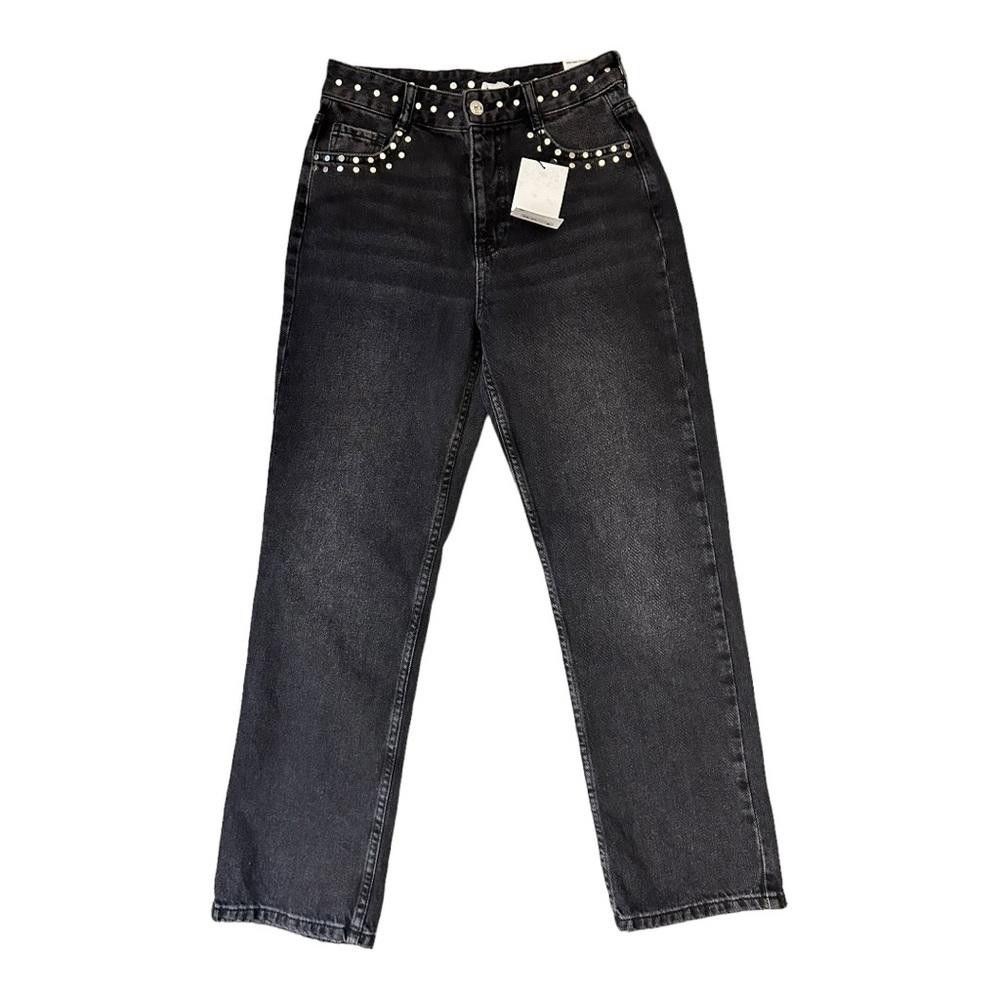 Zara Zara l NWT High Rise Studded Straight Leg Jeans 4 Size 27" / US 4 / IT 40 - 2 Thumbnail