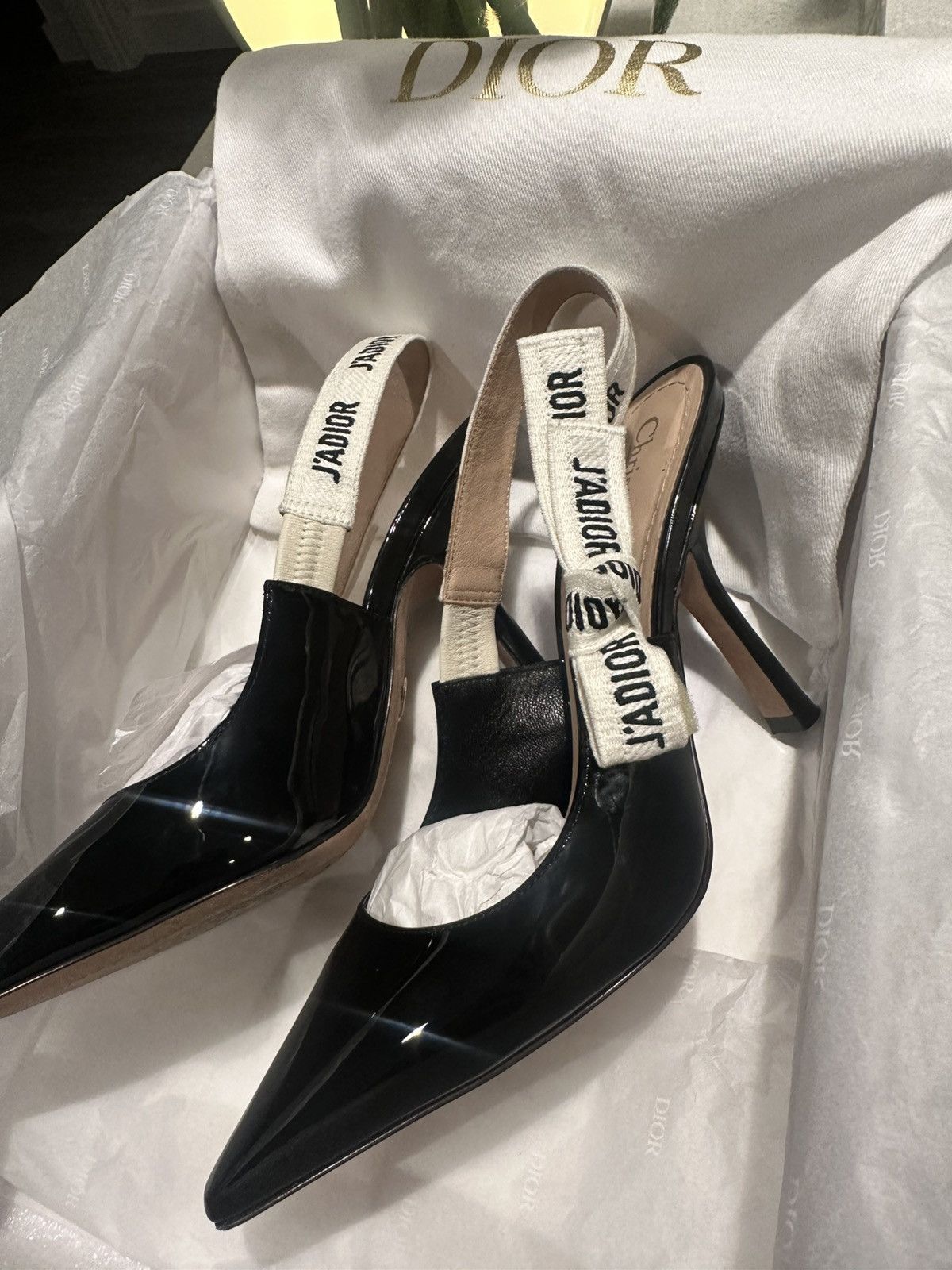 Dior Dior Black Patent Leather Slingback Pumps Size US 6 / IT 36 - 5 Thumbnail