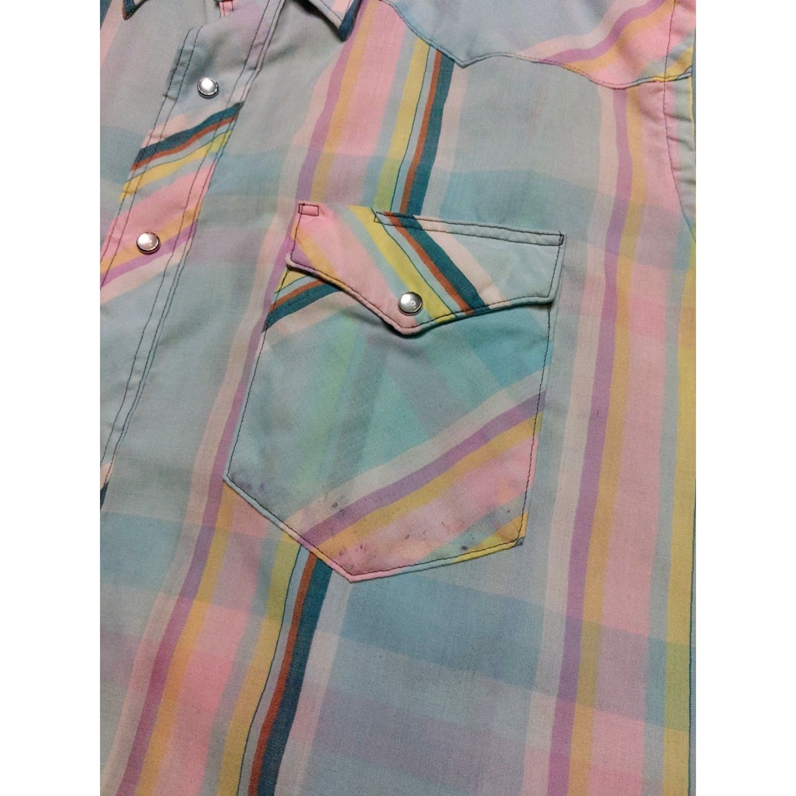 Wrangler Wrangler Vtg 90s Pastel Stripe Pearl Snap Button-Down Shirt Western Rodeo XLT Mens Shirt Size US XL / EU 56 / 4 - 5 Thumbnail